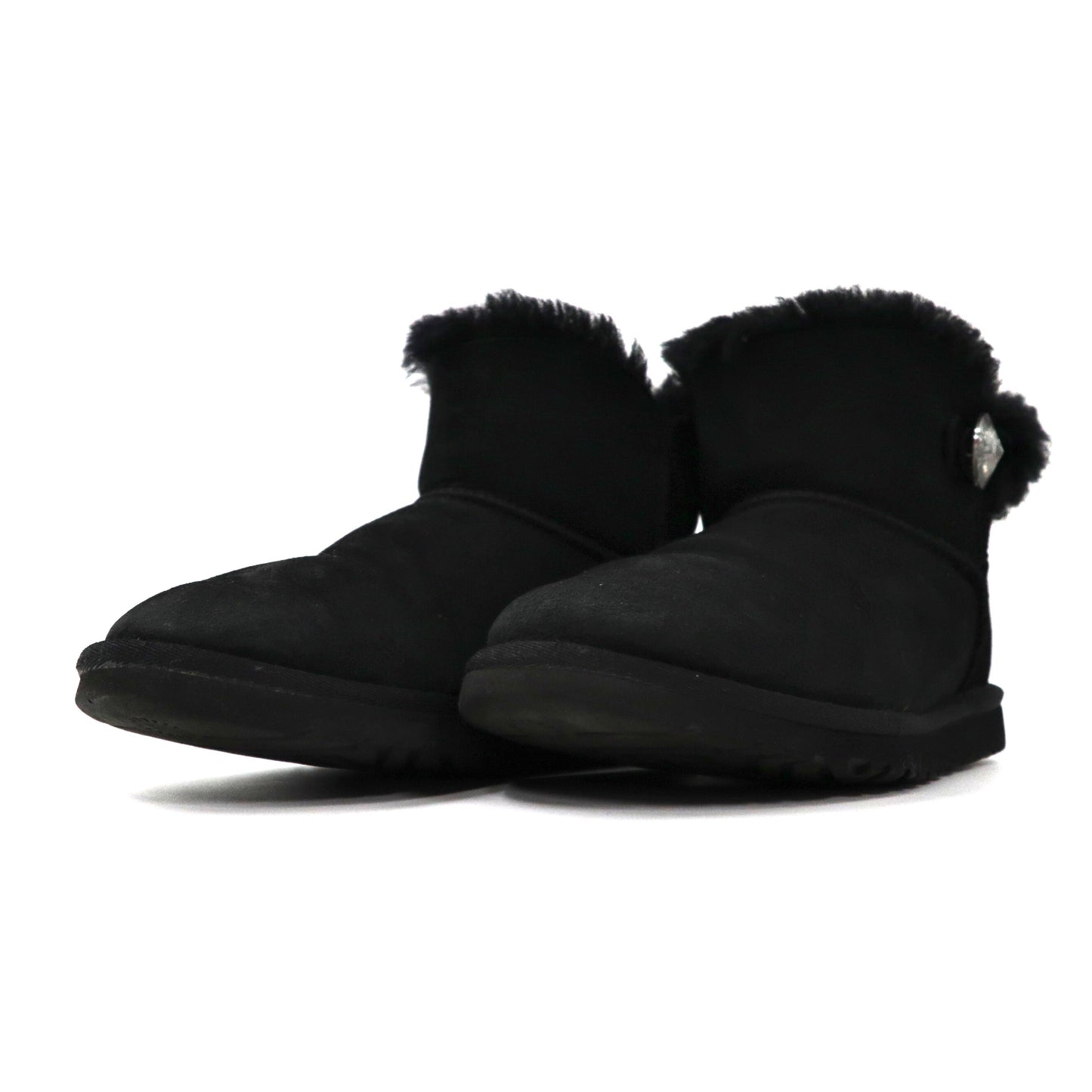UGG ムートンブーツ 23cm ブラック ラムレザー MINI BAILEY BUTTON BLING 1003889