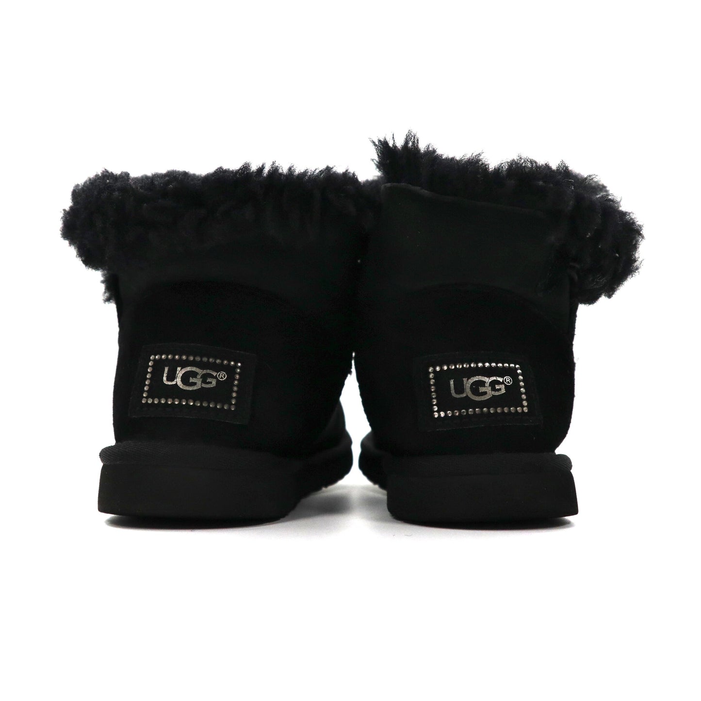 UGG ムートンブーツ 23cm ブラック ラムレザー MINI BAILEY BUTTON BLING 1003889