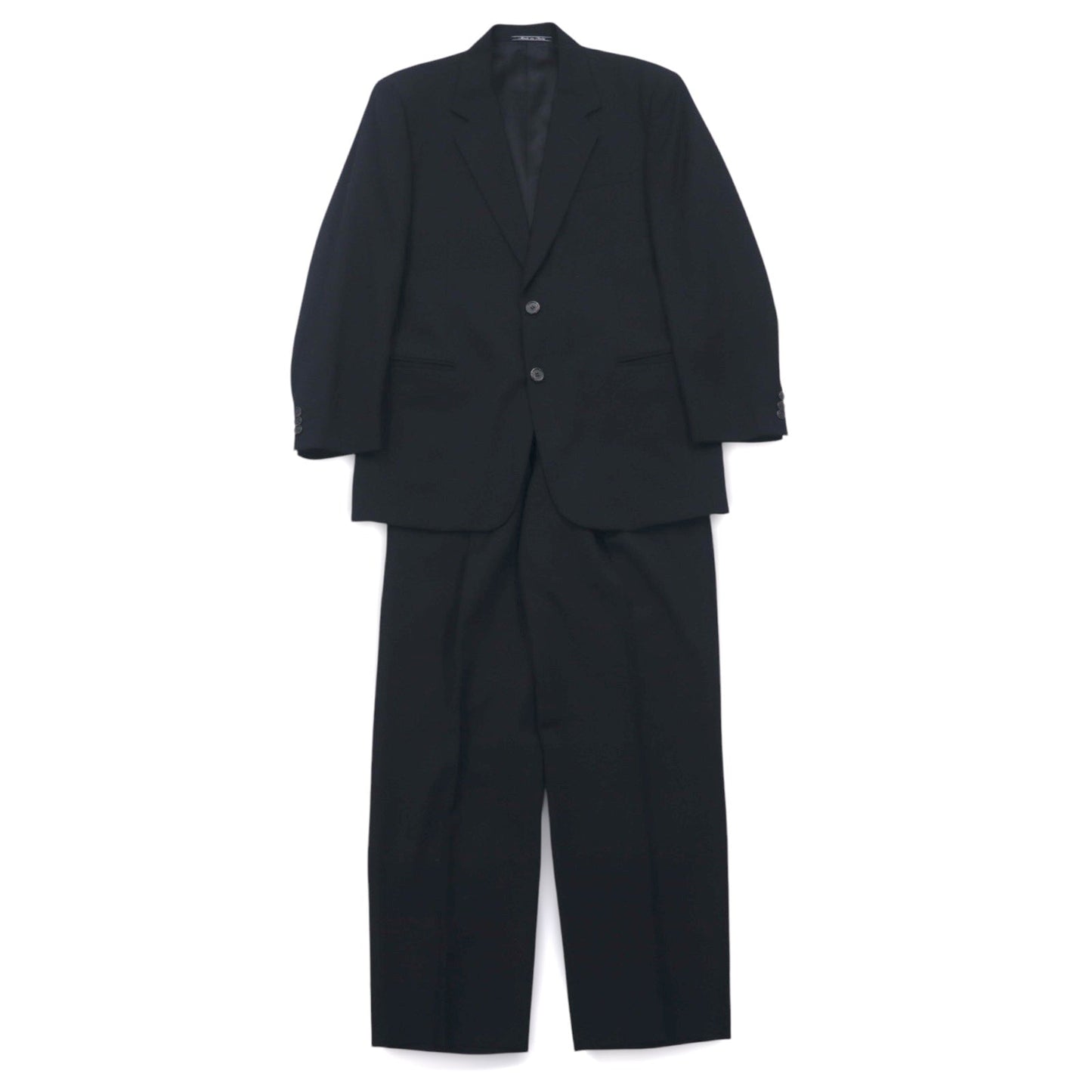 FENDI イタリア製 2B スーツ セットアップ M ブラック ヴァージンウール タック ワイド スラックス