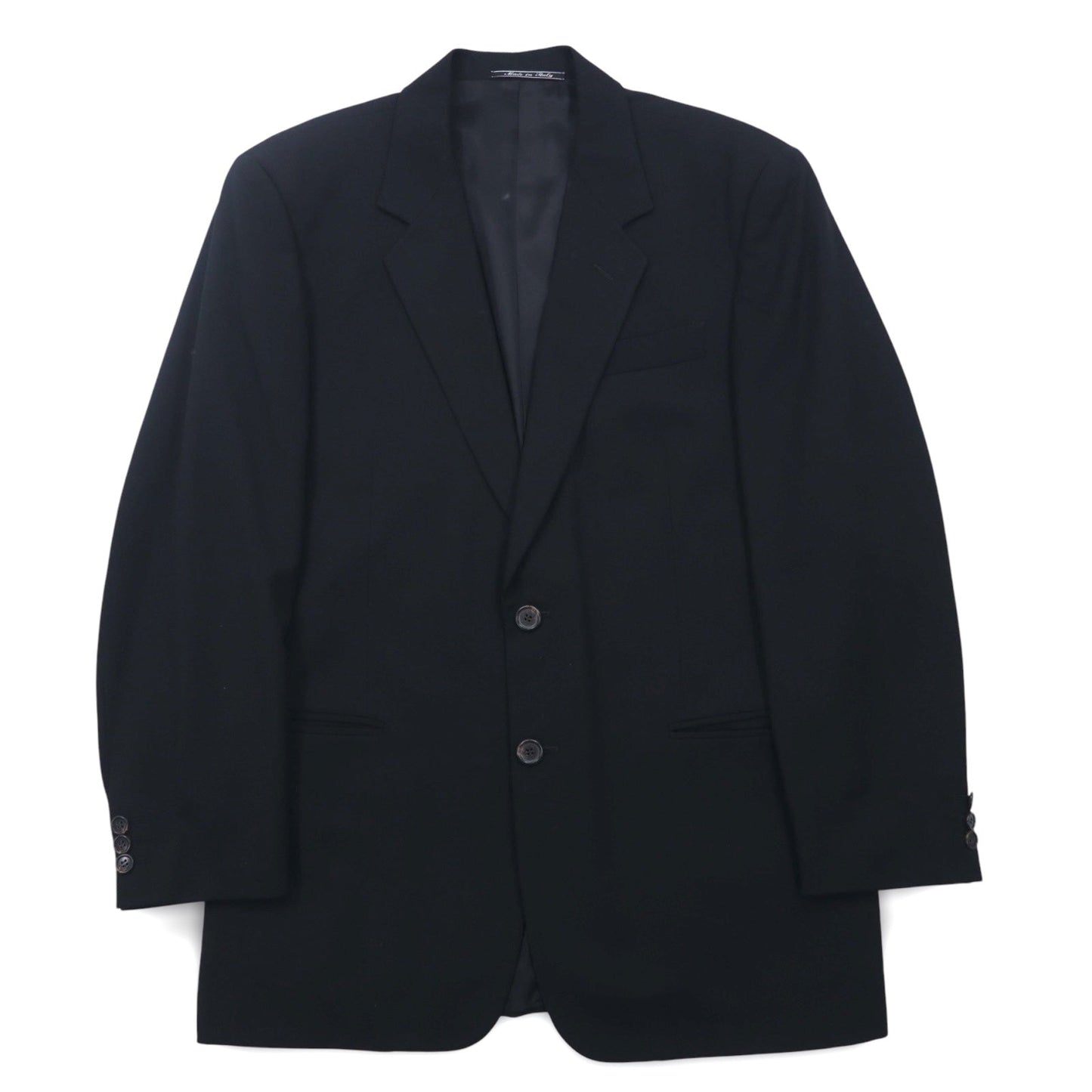 FENDI イタリア製 2B スーツ セットアップ M ブラック ヴァージンウール タック ワイド スラックス