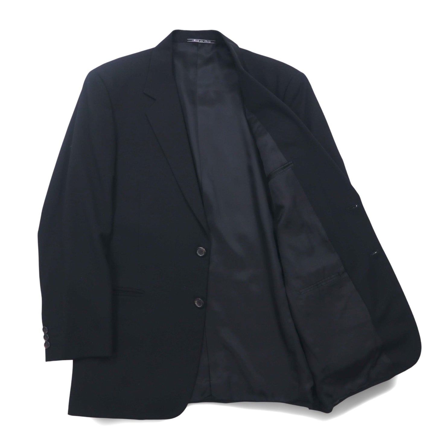 FENDI イタリア製 2B スーツ セットアップ M ブラック ヴァージンウール タック ワイド スラックス