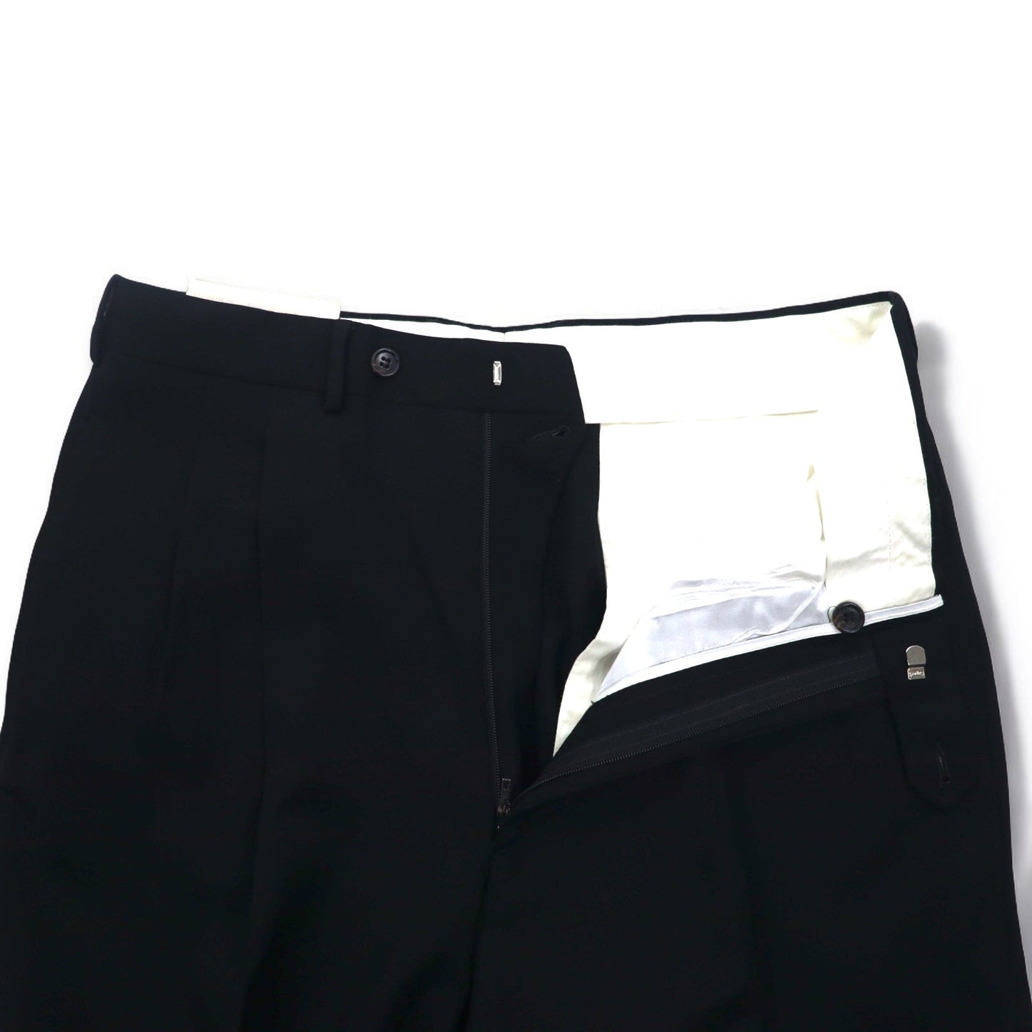 FENDI イタリア製 2B スーツ セットアップ M ブラック ヴァージンウール タック ワイド スラックス