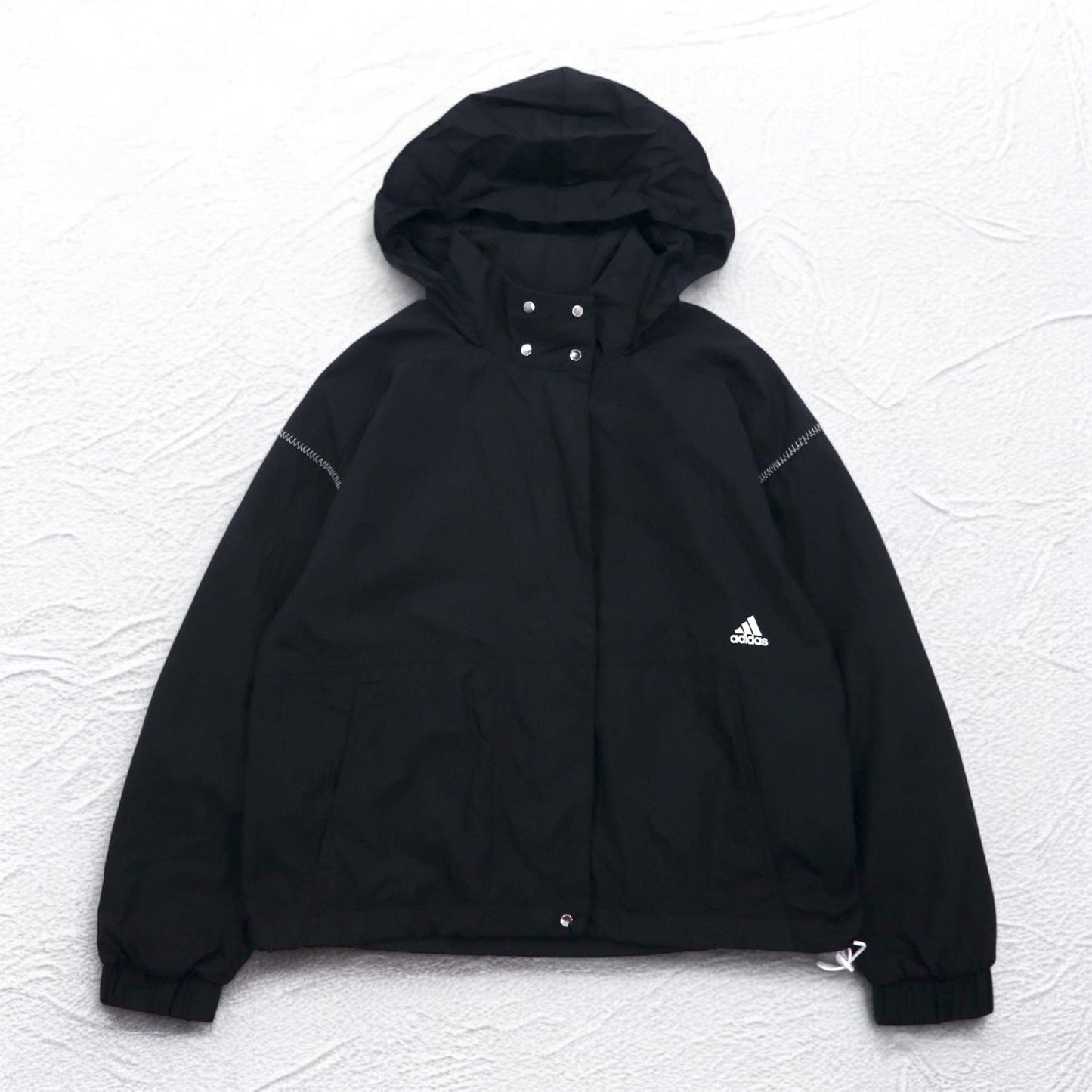 adidas ナイロン トラックジャケット ジャージ S ブラック ドローコード W S2S スリーストライプ ED1529
