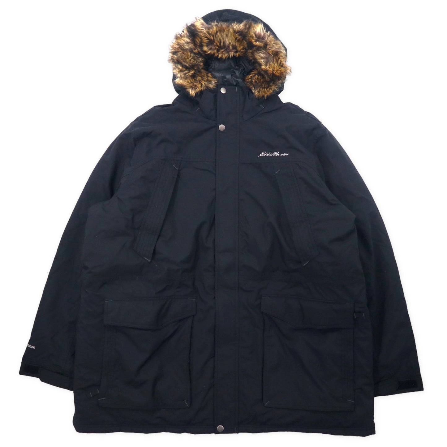 Eddie Bauer ウェザーエッジ プレミアムグース ダウンジャケット XXL ブラック ナイロン 650フィルパワー フード ファー 着脱式 Weatheredge Premium Goose Down Hooded 5571