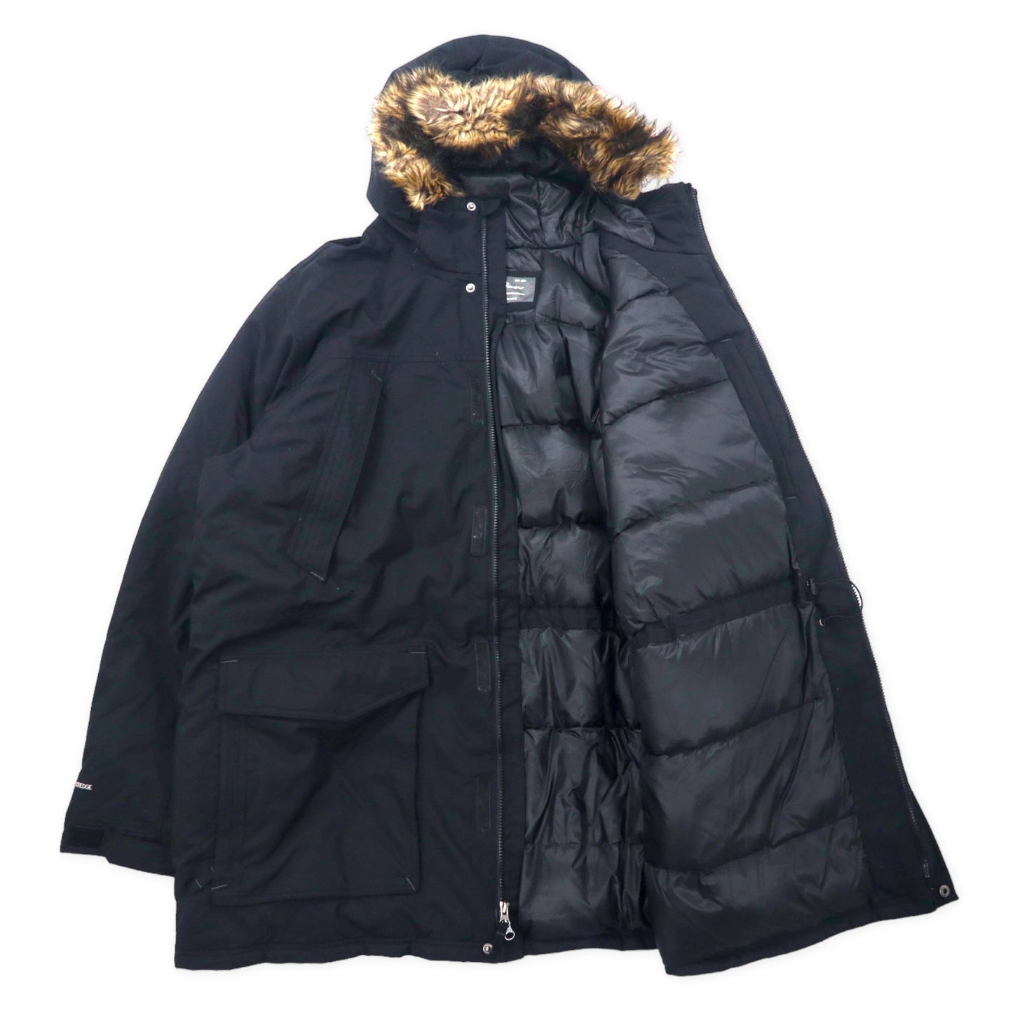 Eddie Bauer ウェザーエッジ プレミアムグース ダウンジャケット XXL ブラック ナイロン 650フィルパワー フード ファー 着脱式 Weatheredge Premium Goose Down Hooded 5571