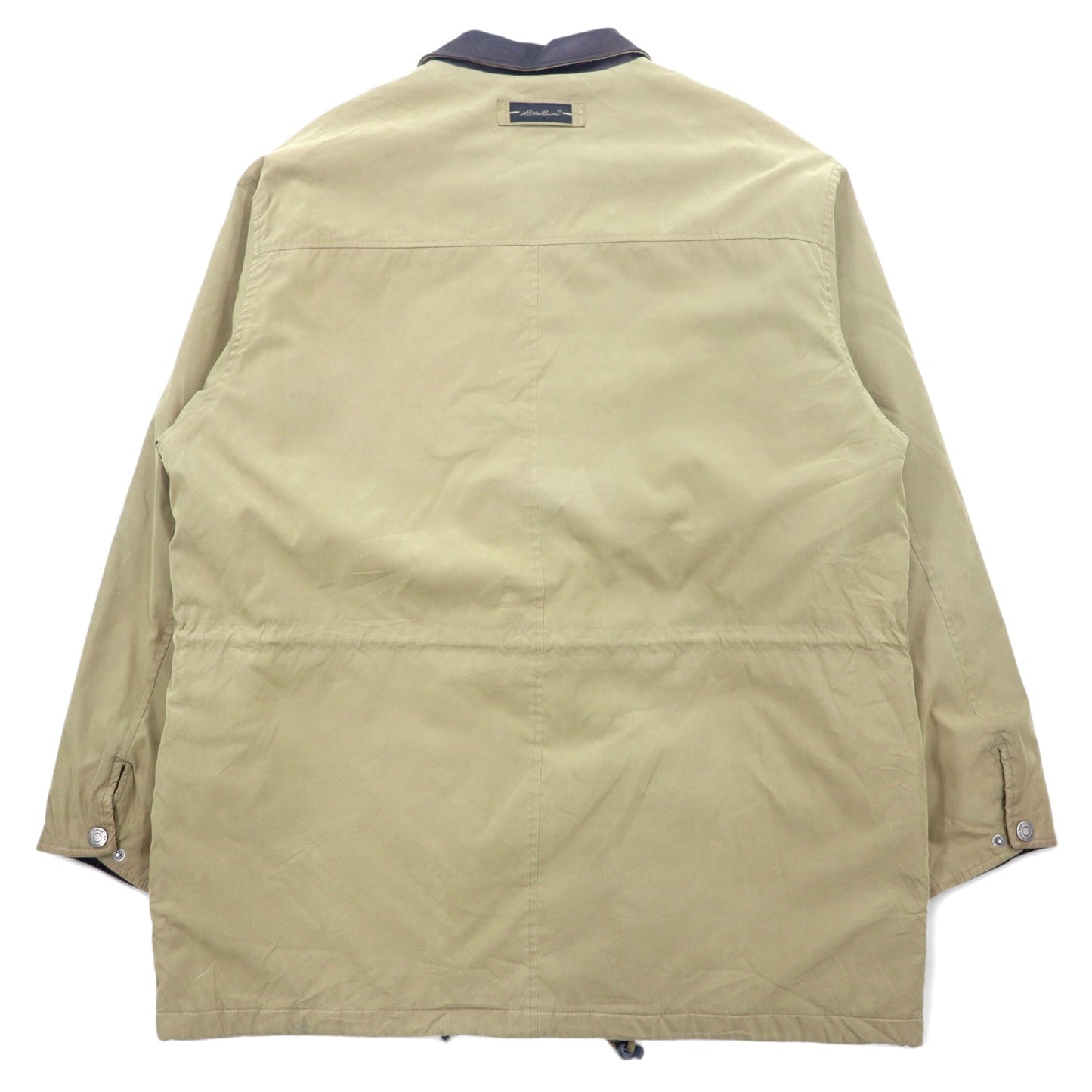 Eddie Bauer 90年代 ピーチスキン ハンティングジャケット XL ベージュ ポリエステル 襟レザー ドローコード キルティングライナー