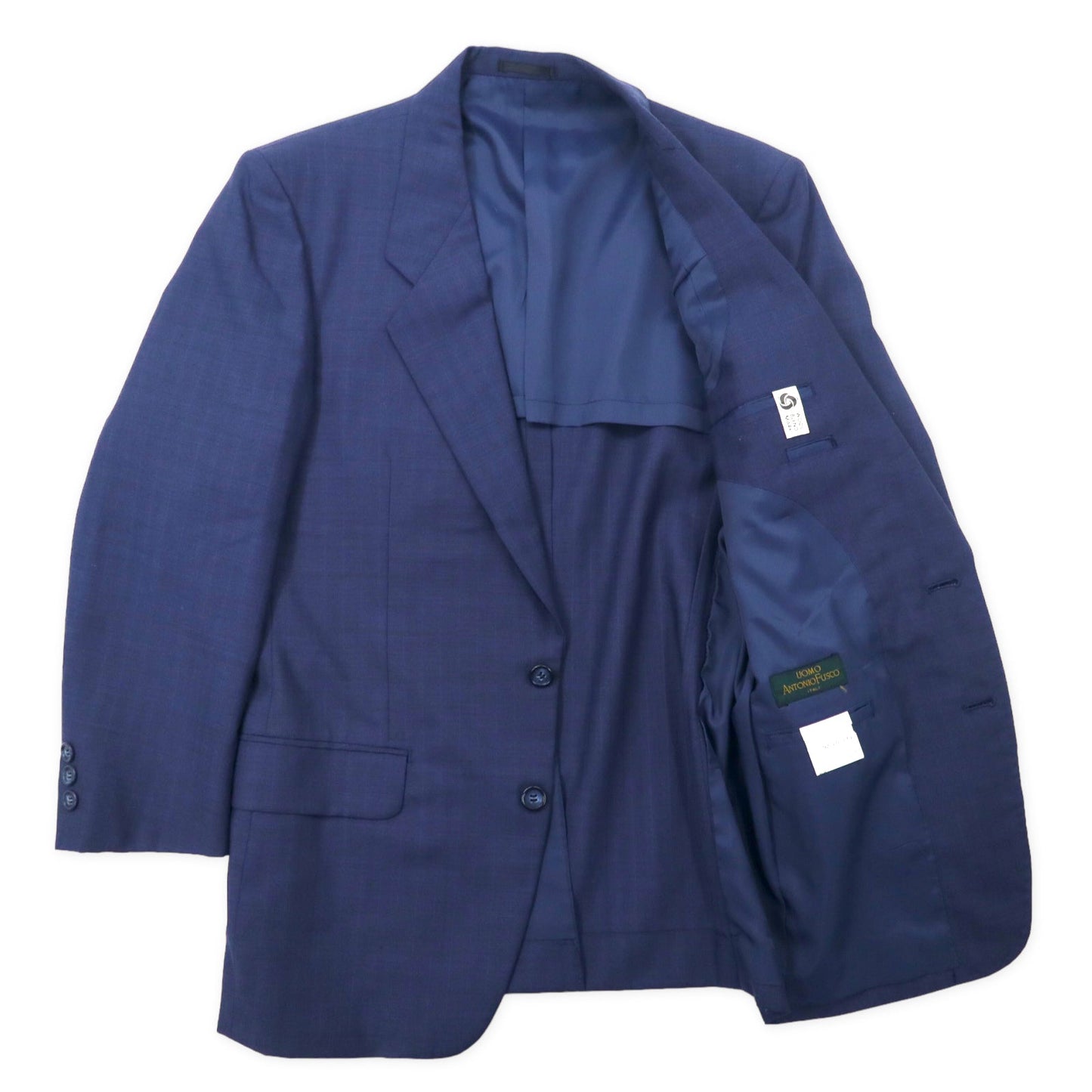 UOMO ANTONIO FUSCO ITALY 2B スーツ セットアップ 170 ネイビー チェック ウール ポリエステル