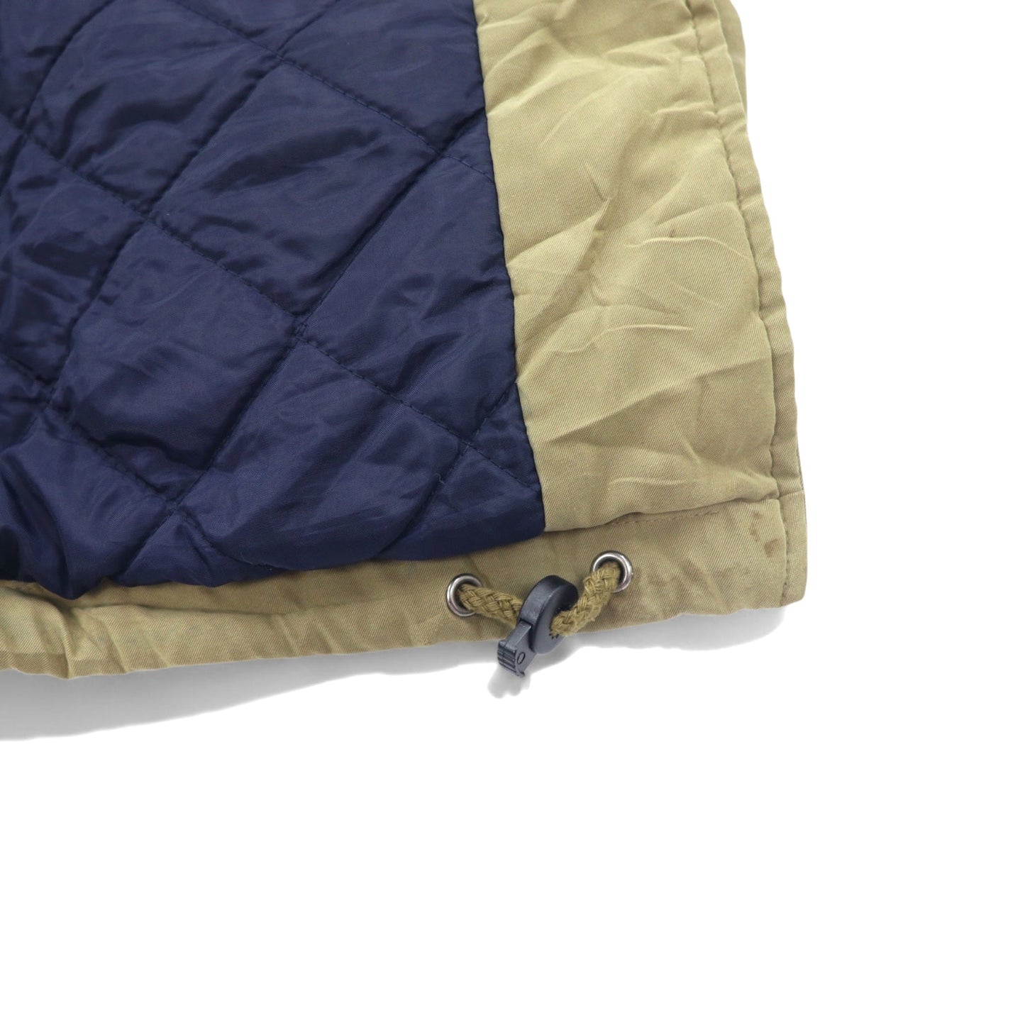 Eddie Bauer 90年代 ピーチスキン ハンティングジャケット XL ベージュ ポリエステル 襟レザー ドローコード キルティングライナー