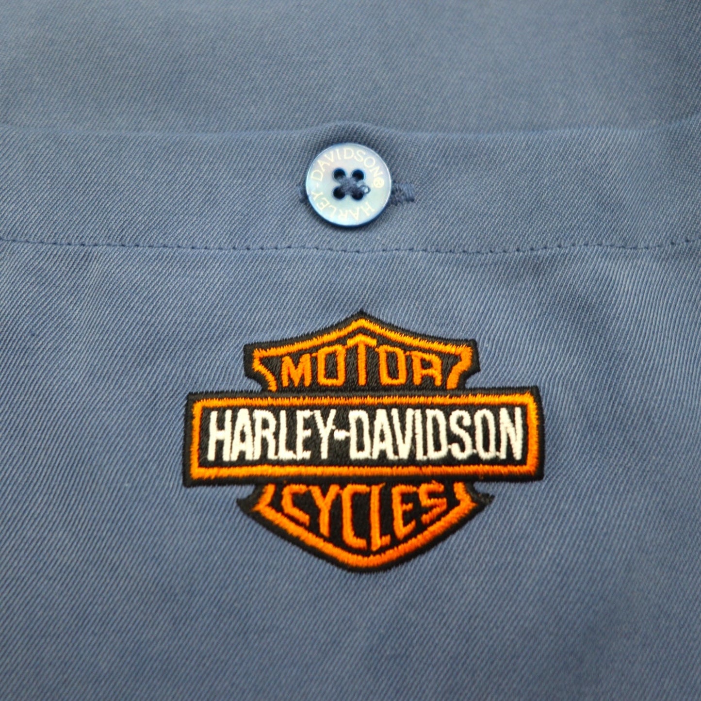 HARLEY DAVIDSON 開襟 シルク オープンカラー 半袖シャツ アロハシャツ XL ネイビー ハワイアン刺繍