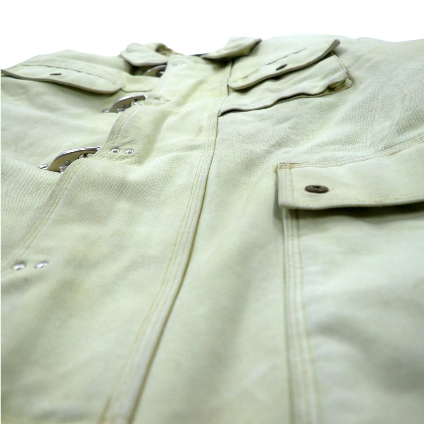 Schott ファイヤーマンジャケット ダック ワークジャケット カバーオール XL ベージュ 中綿 キルティングライナー