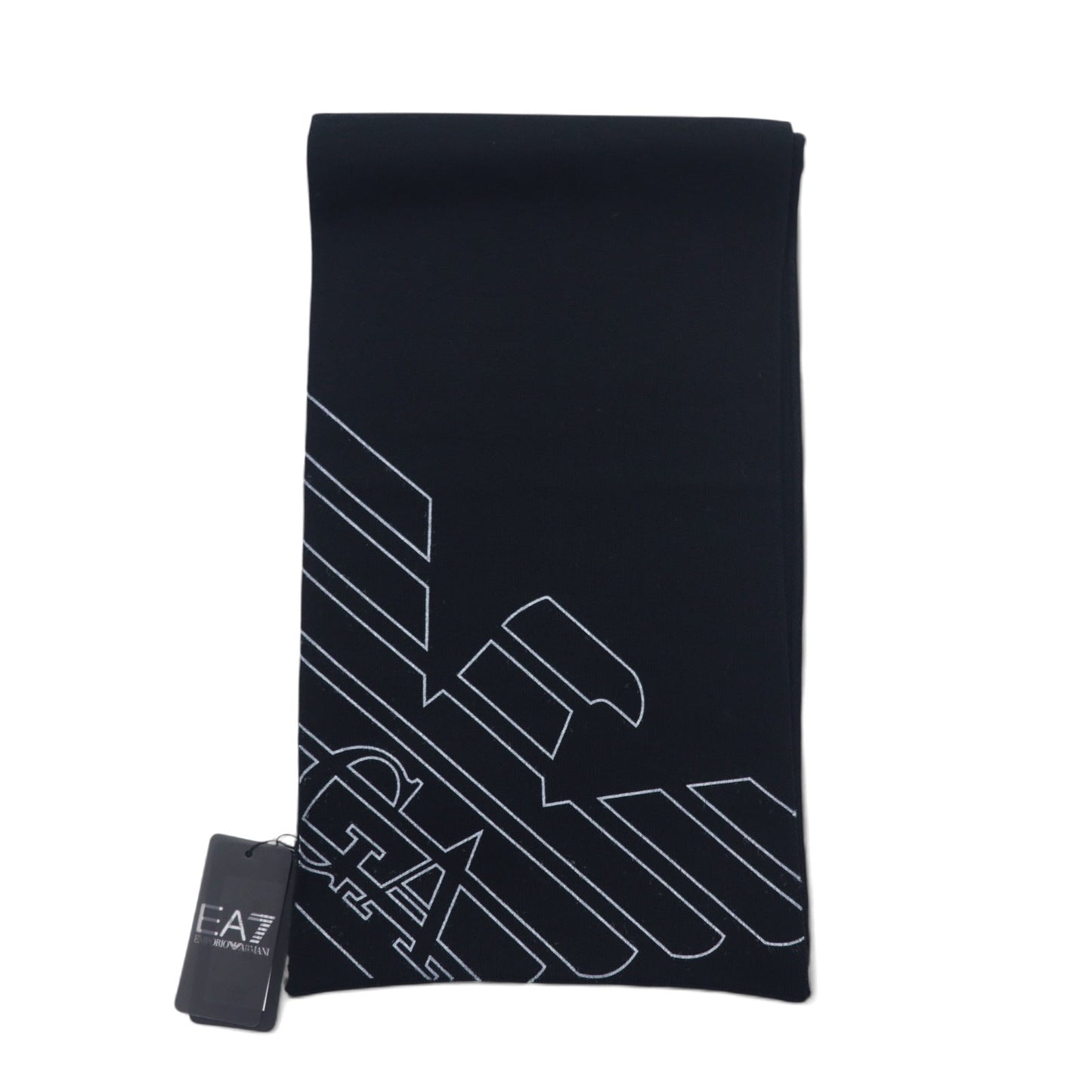 EMPORIO ARMANI イタリア製 ロゴプリント マフラー ブラック アクリル 275804 8A302 未使用品