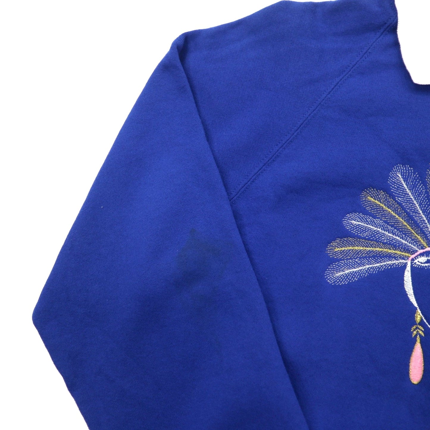 JERZEES USA製 90年代 襟付き レトロ刺繍 スウェット L ブルー コットン 裏起毛