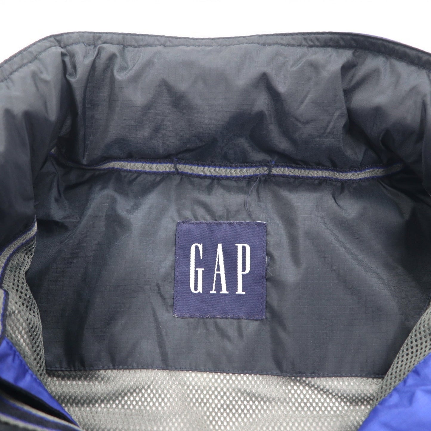 GAP 00年代 オールドギャップ リップストップ シェルジャケット L ブルー ポリエステル 防水 フード収納式