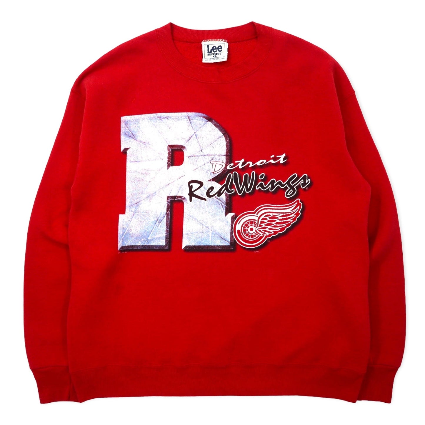 Lee SPORT USA製 90年代 NHL プリント スウェット L レッド コットン Detroit Red Wings ビッグサイズ