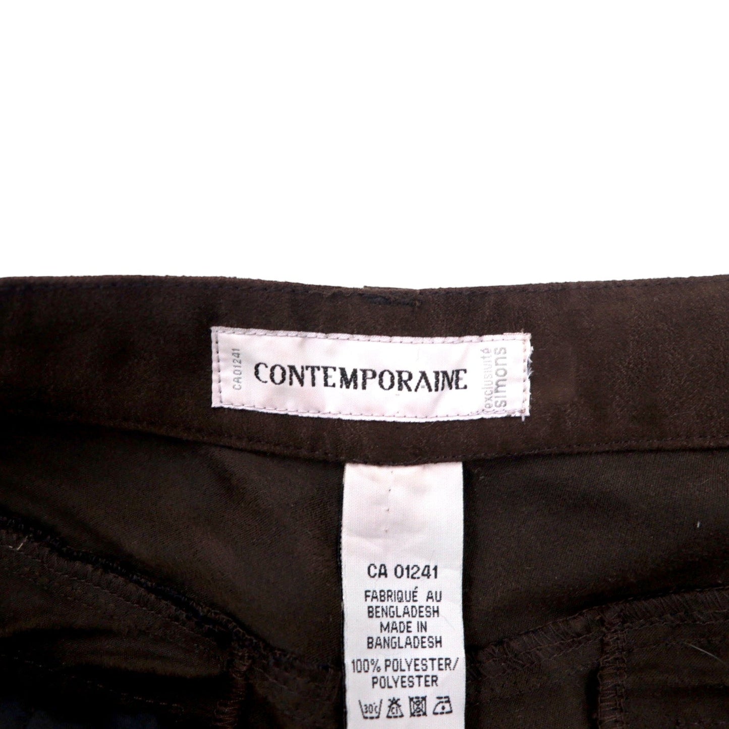 90年代 CONTEMPORAINE フェイクスエード スラックスパンツ XL ブラウン ポリエステル