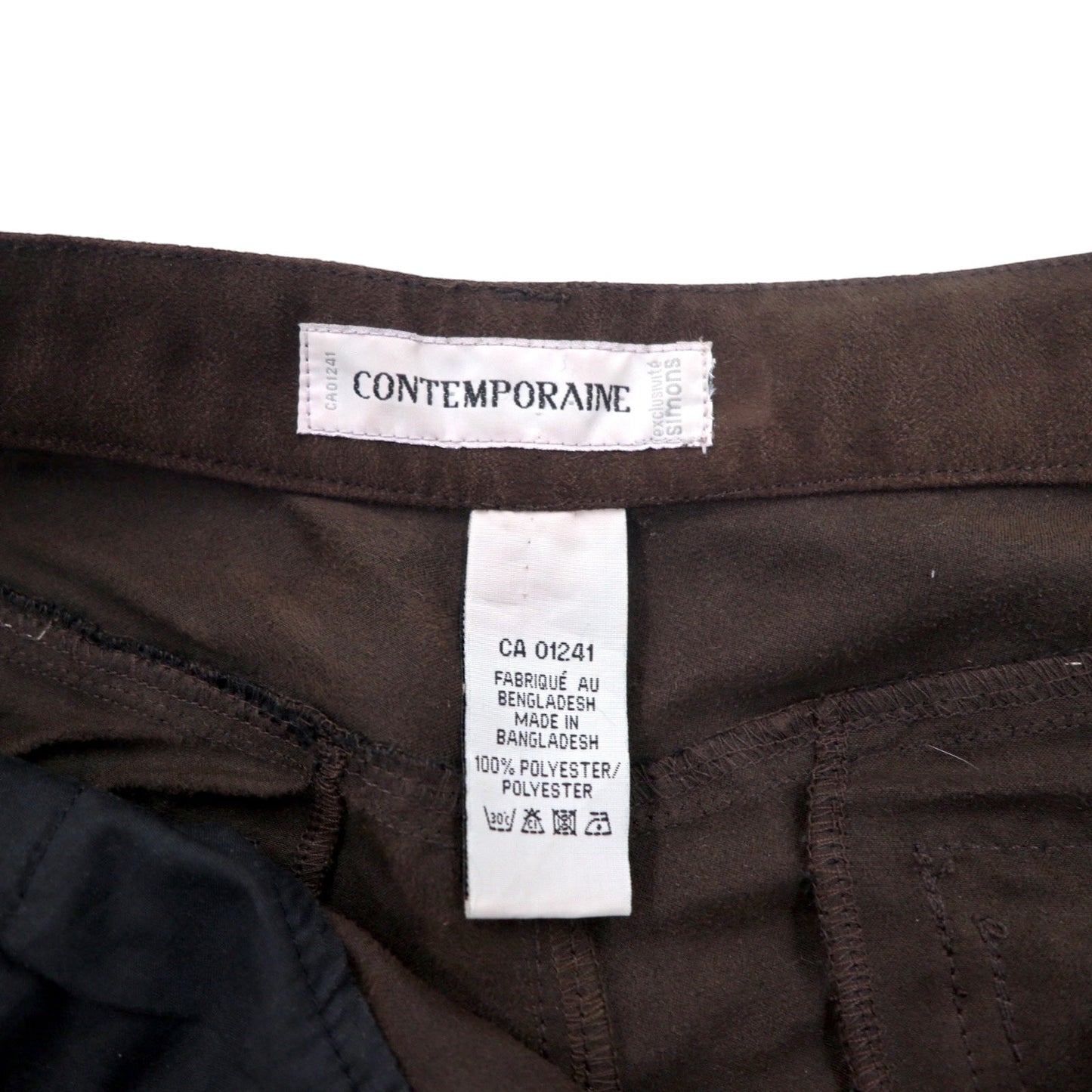 90年代 CONTEMPORAINE フェイクスエード スラックスパンツ XL ブラウン ポリエステル