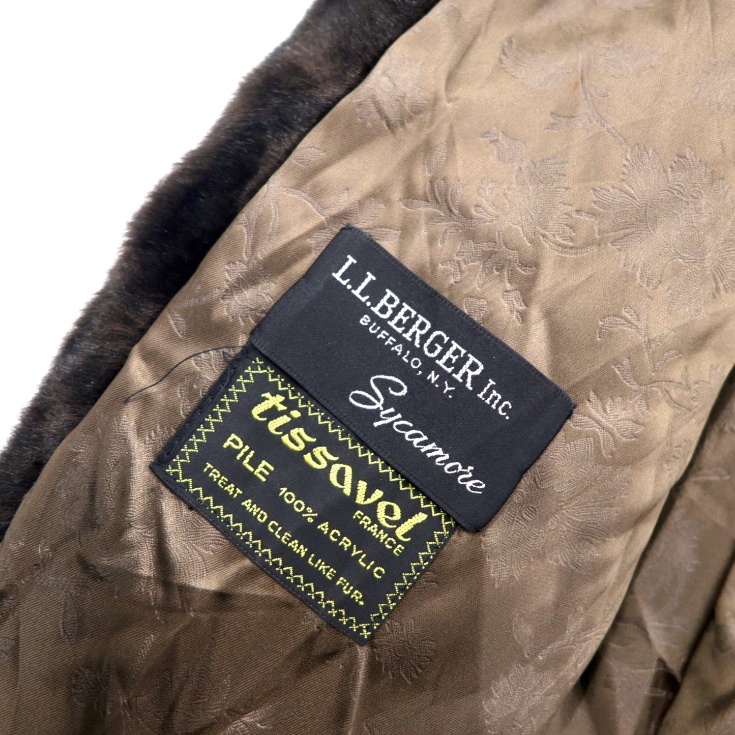 USA製 60年代 L.L.BERGER フェイクファージャケット L ブラウン アクリル ILGWU ユニオンメイド tissavel FRANCE