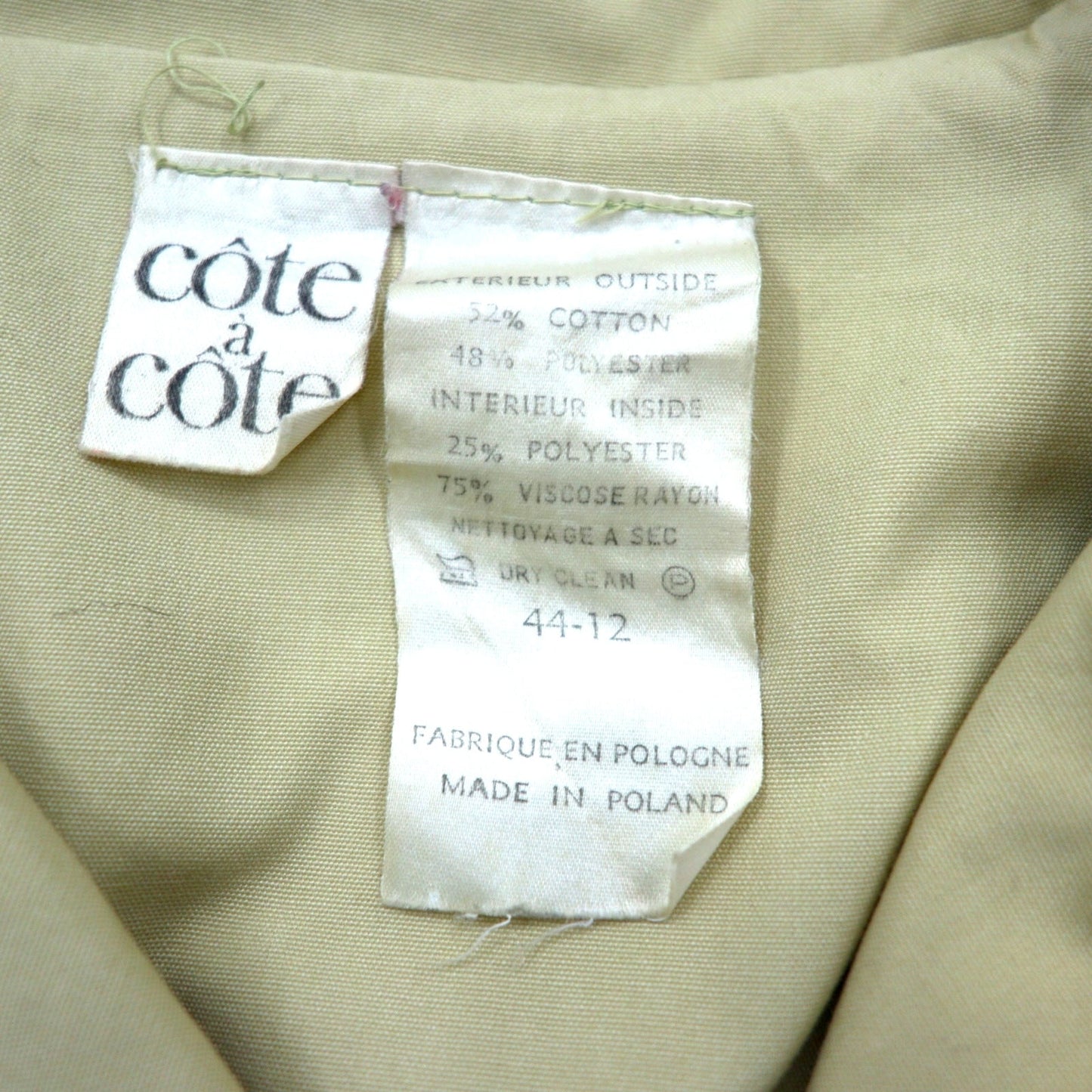ポーランド製 80年代 ユーロヴィンテージ cote a cote トレンチコート XL ベージュ コットン ポリエステル