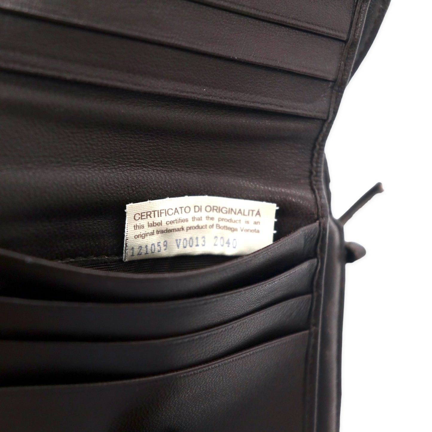 BOTTEGA VENETA イントレチャート 2つ折り財布 ラウンドファスナー ブラウン レザー 121059 V0013 2040 イタリア製