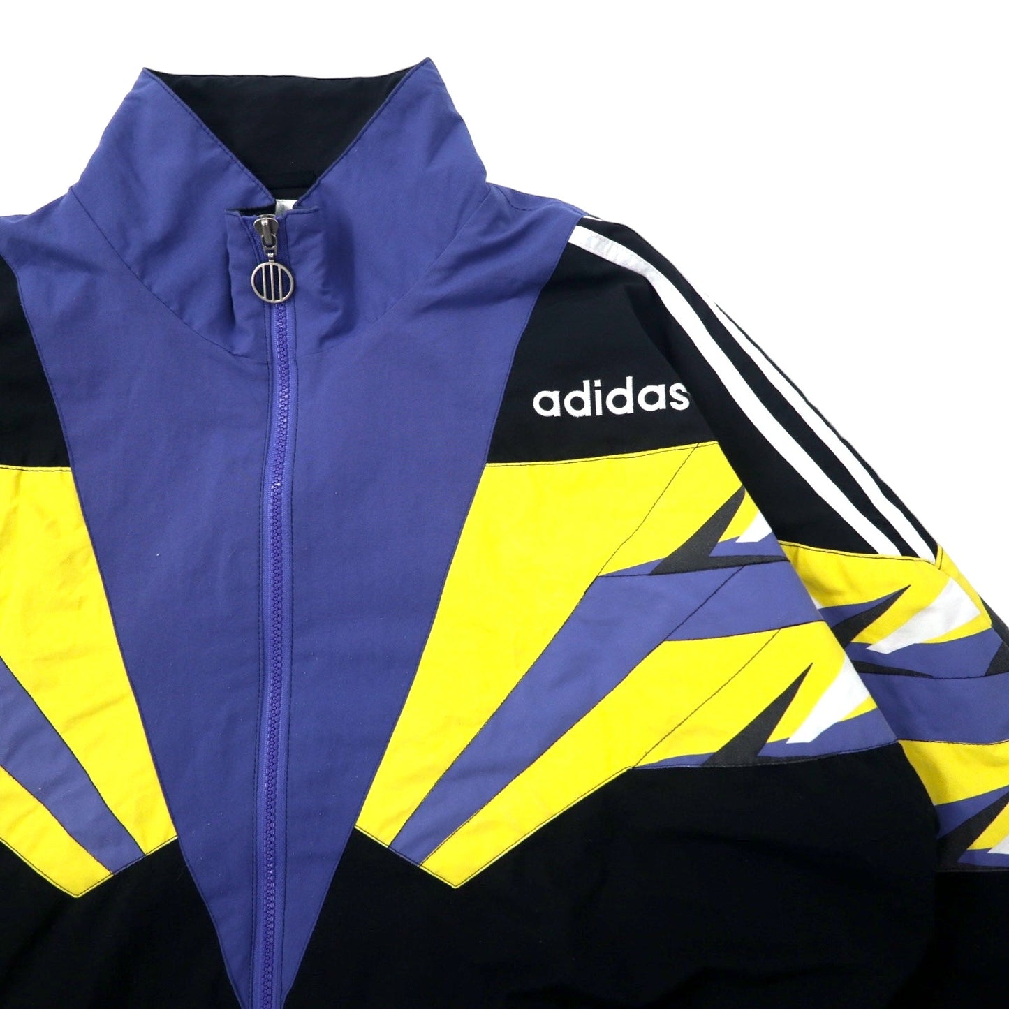 adidas 90年代 トラックジャケット ジャージ L ブラック ポリエステル トレフォイルロゴ 銀タグ