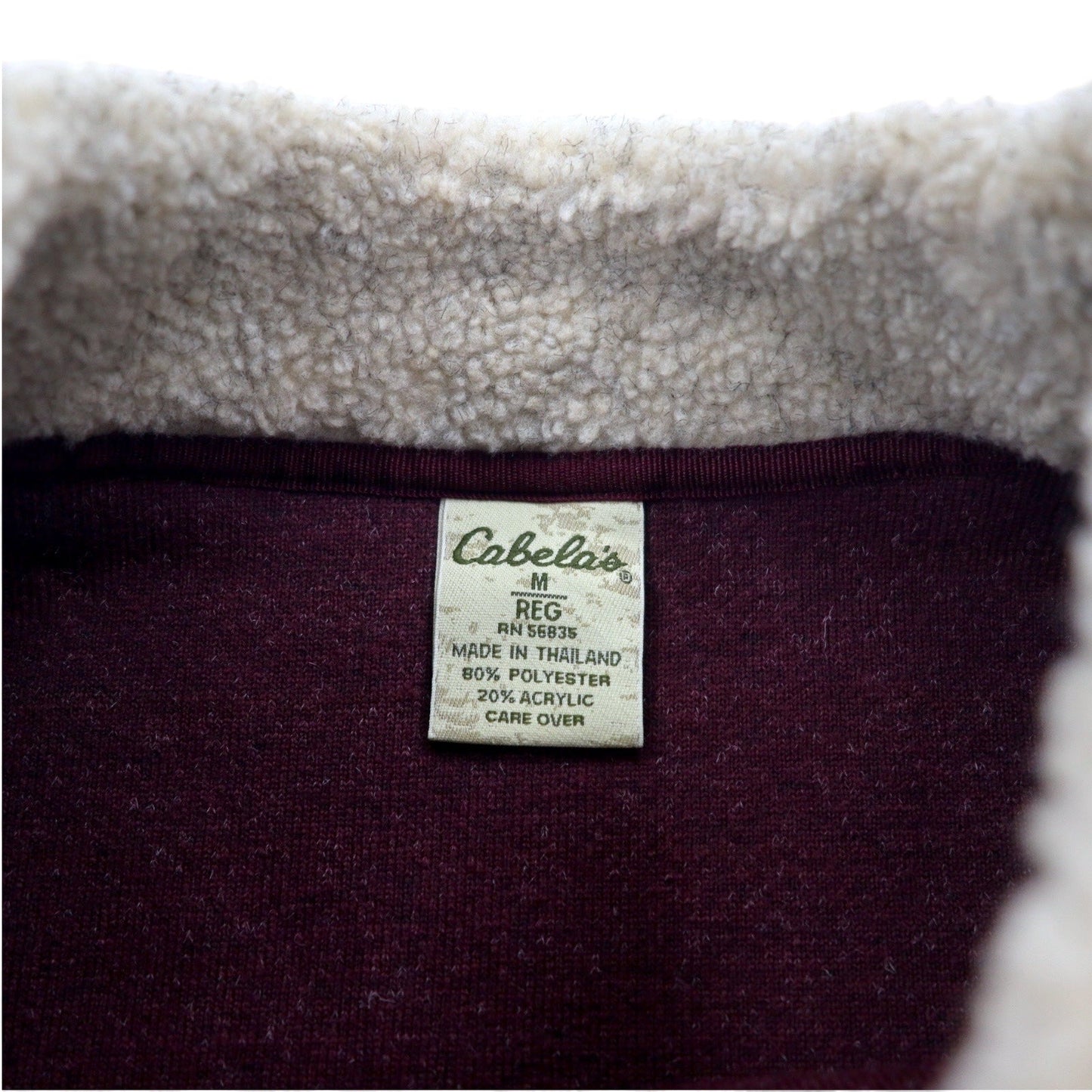 Cabela's ハイネック ボアフリース プルオーバー M ボルドー ポリエステル アクリル