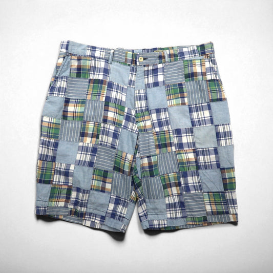 Polo by Ralph Lauren 90年代 パッチワーク ショートパンツ ハーフパンツ XL ブルー チェック India Madras