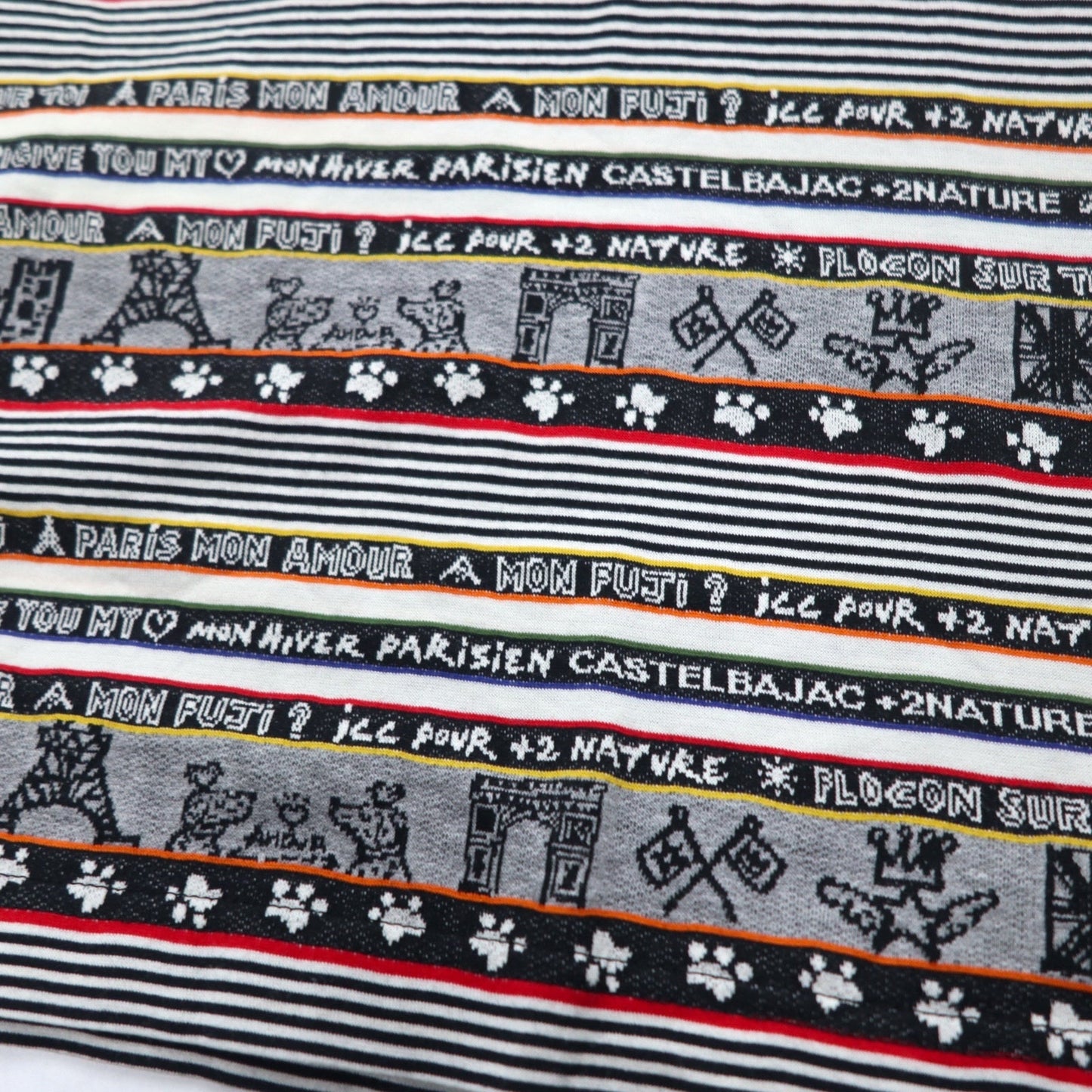 CASTELBAJAC +2 NATURE 90年代 ハーフジップ ロングスリーブシャツ ロンT XXL グレー コットン 総柄日本製
