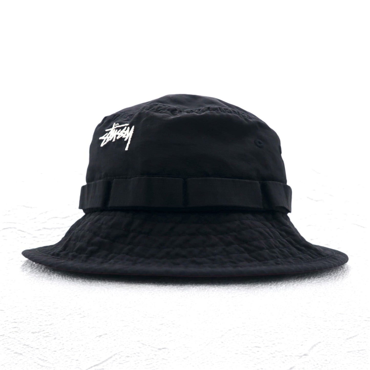 Stussy リップストップ ブーニーハット Nyco Ripstop Boonie Hat バケットハット S/M ブラック ナイロン ストックロゴ 刺繍