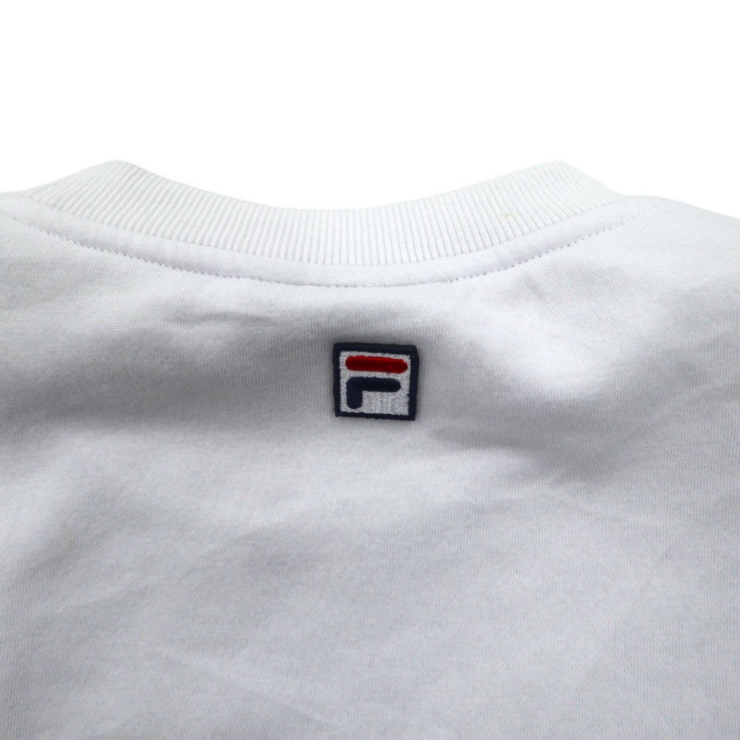 FILA オーバーサイズ ロゴプリント スウェット S ホワイト ネイビー コットン 裏起毛