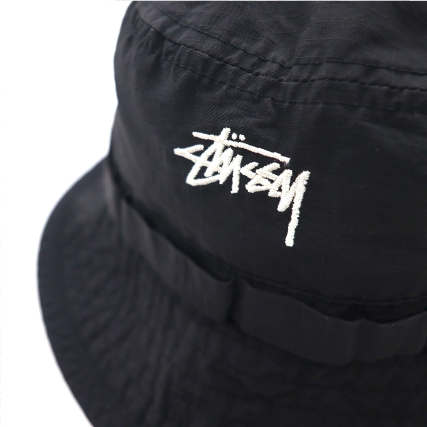 Stussy リップストップ ブーニーハット Nyco Ripstop Boonie Hat バケットハット S/M ブラック ナイロン ストックロゴ 刺繍