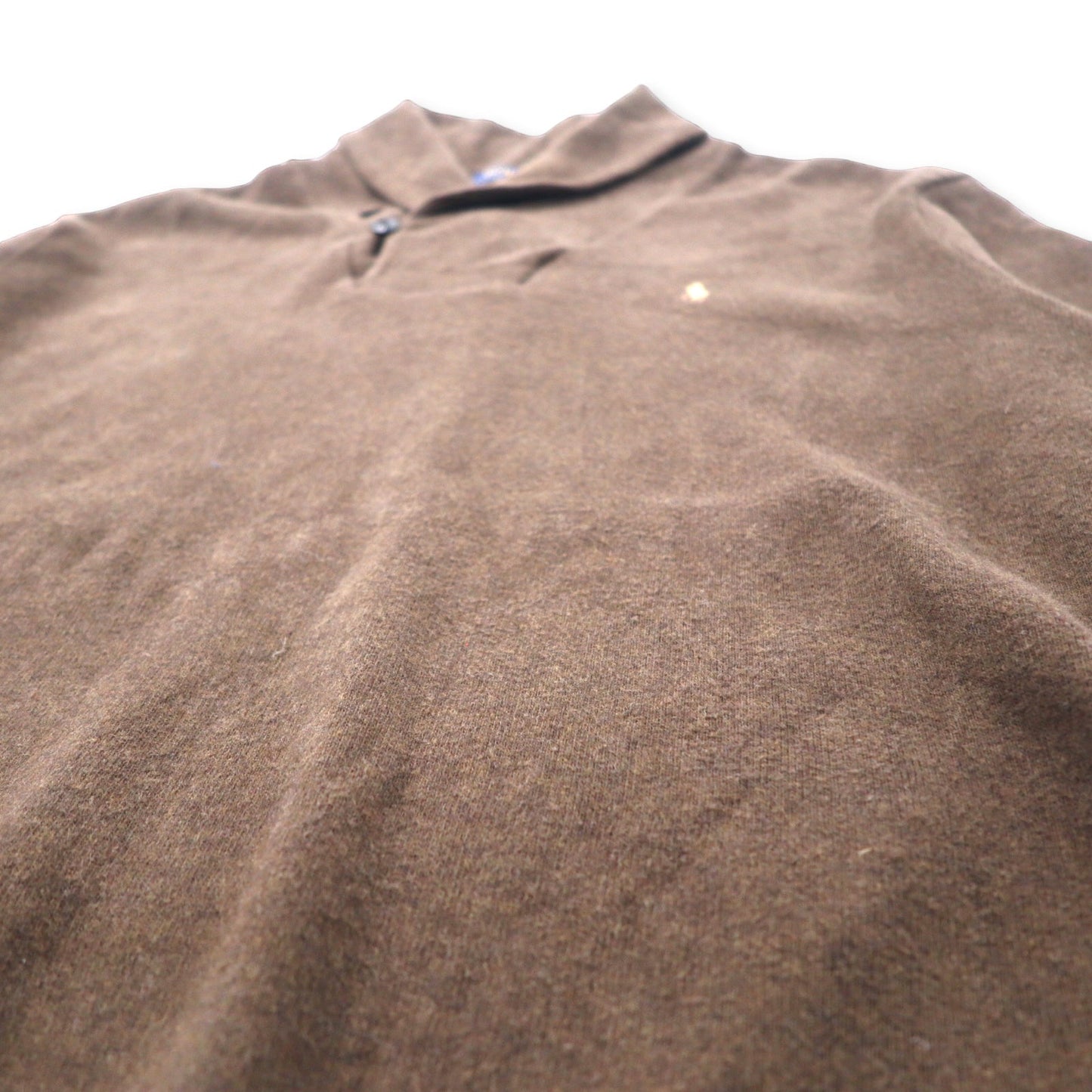 POLO RALPH LAUREN ショールカラー ニット セーター XXL ブラウン コットン エルボーパッチ スモールポニー刺繍 ビッグサイズ