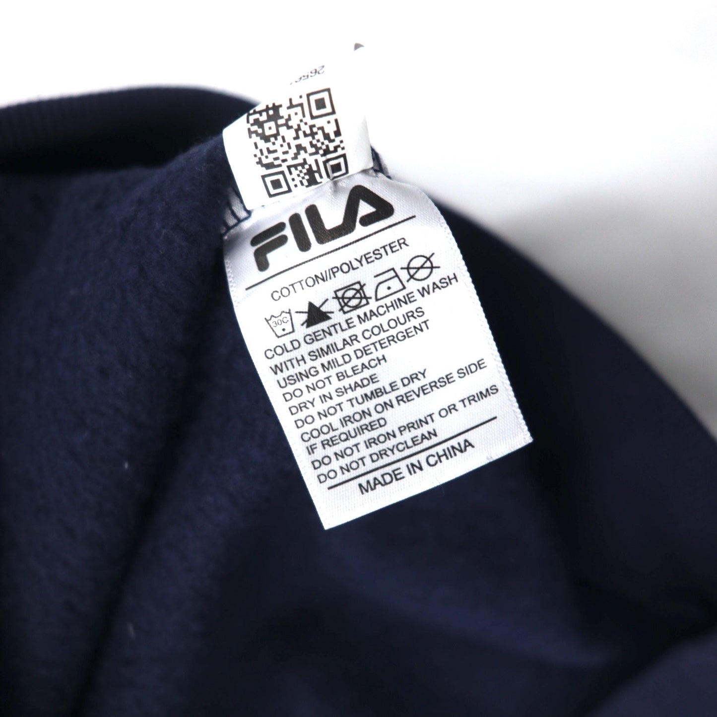 FILA オーバーサイズ ロゴプリント スウェット S ホワイト ネイビー コットン 裏起毛