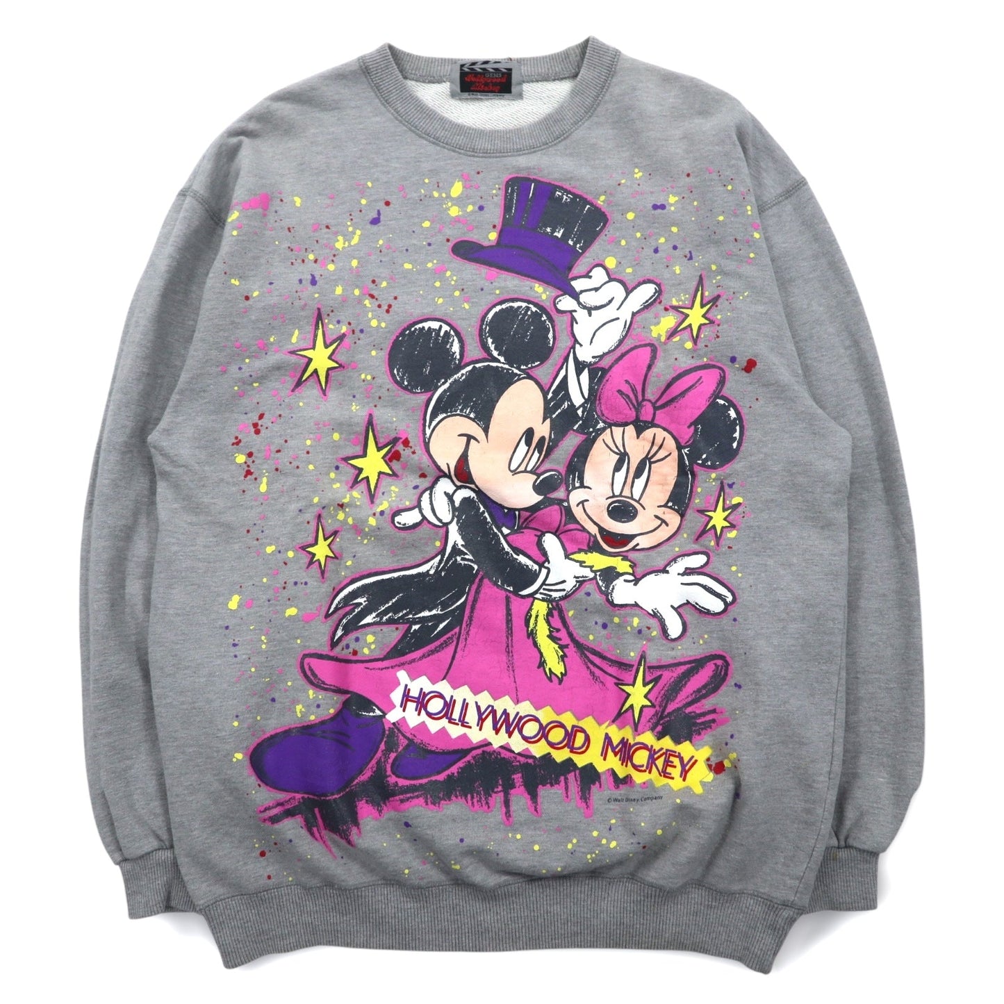 GEMS 90年代 Hollywood Mickey ディズニー スウェット L グレー キャラクター ミッキー ミニー プリント