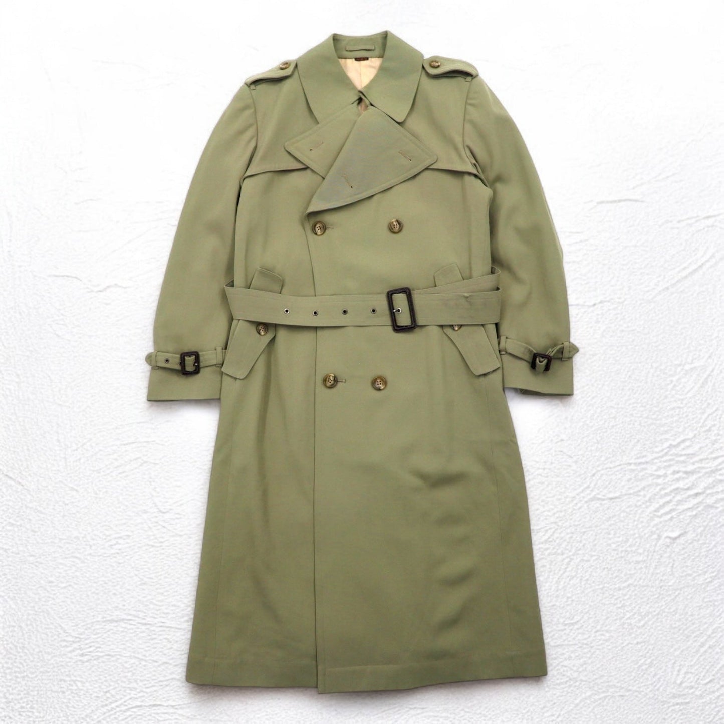 Vintage 80s Japan Made Trench Coat SANYO ( BLUE FLAG ) 80年代 ダブルブレスト トレンチコート M ベルト付き 日本製