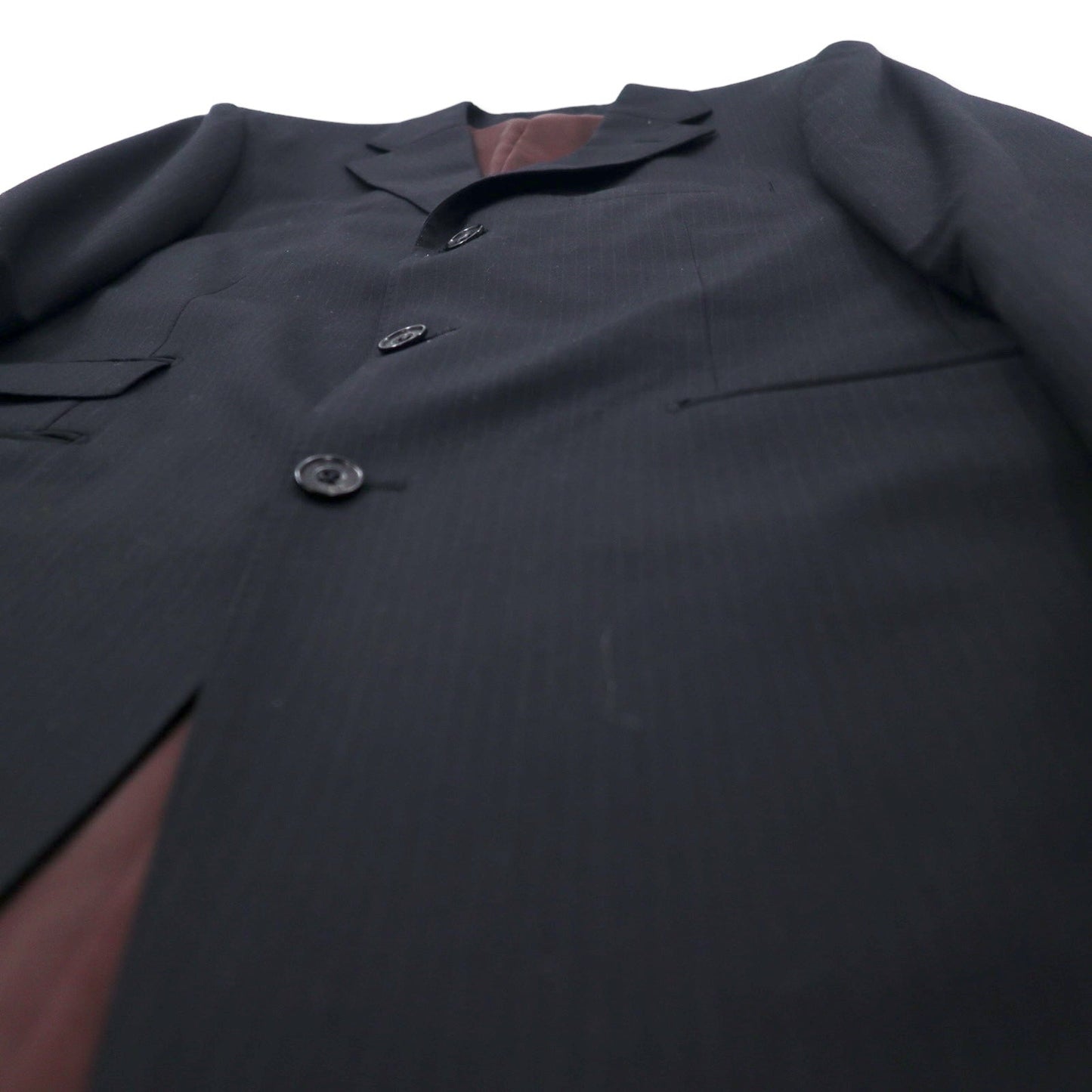 BURBERRY BLACK LABEL 3B スーツ セットアップ 42R ブラック ストライプ ウール SUPER 100's 羊毛 日本製