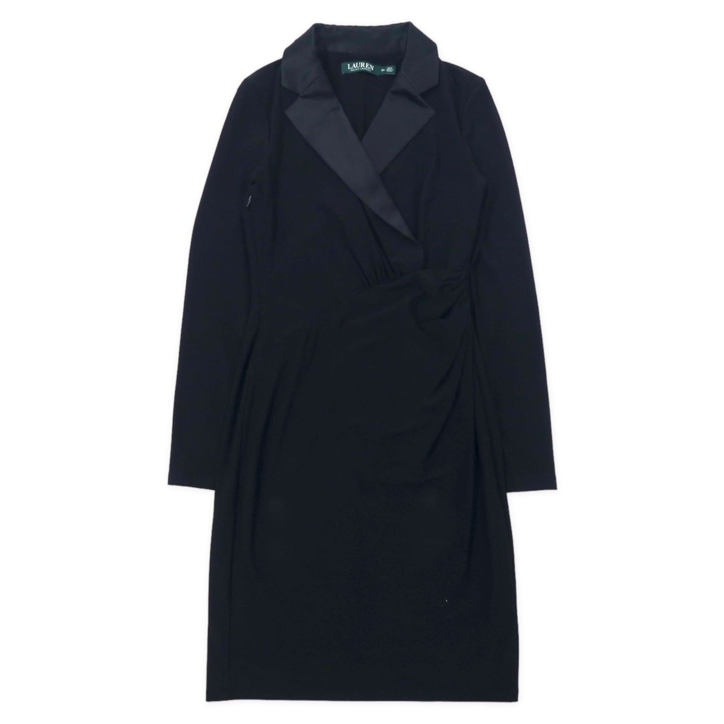LAUREN RALPH LAUREN カシュクールワンピース ドレス 2P ブラック ポリエステル シルク ストレッチ