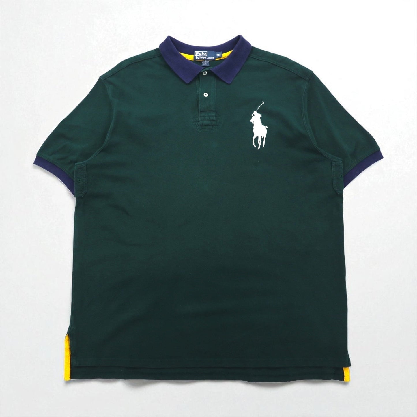 Polo by Ralph Lauren 90年代 ビッグポニー刺繍 ポロシャツ 2XL グリーン コットン 鹿の子