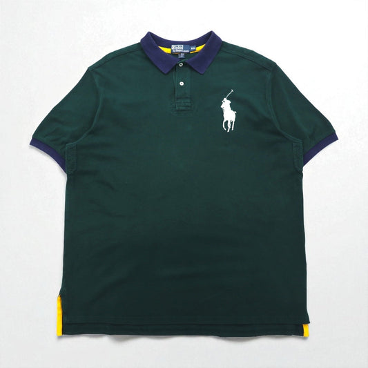 Polo by Ralph Lauren 90年代 ビッグポニー刺繍 ポロシャツ 2XL グリーン コットン 鹿の子