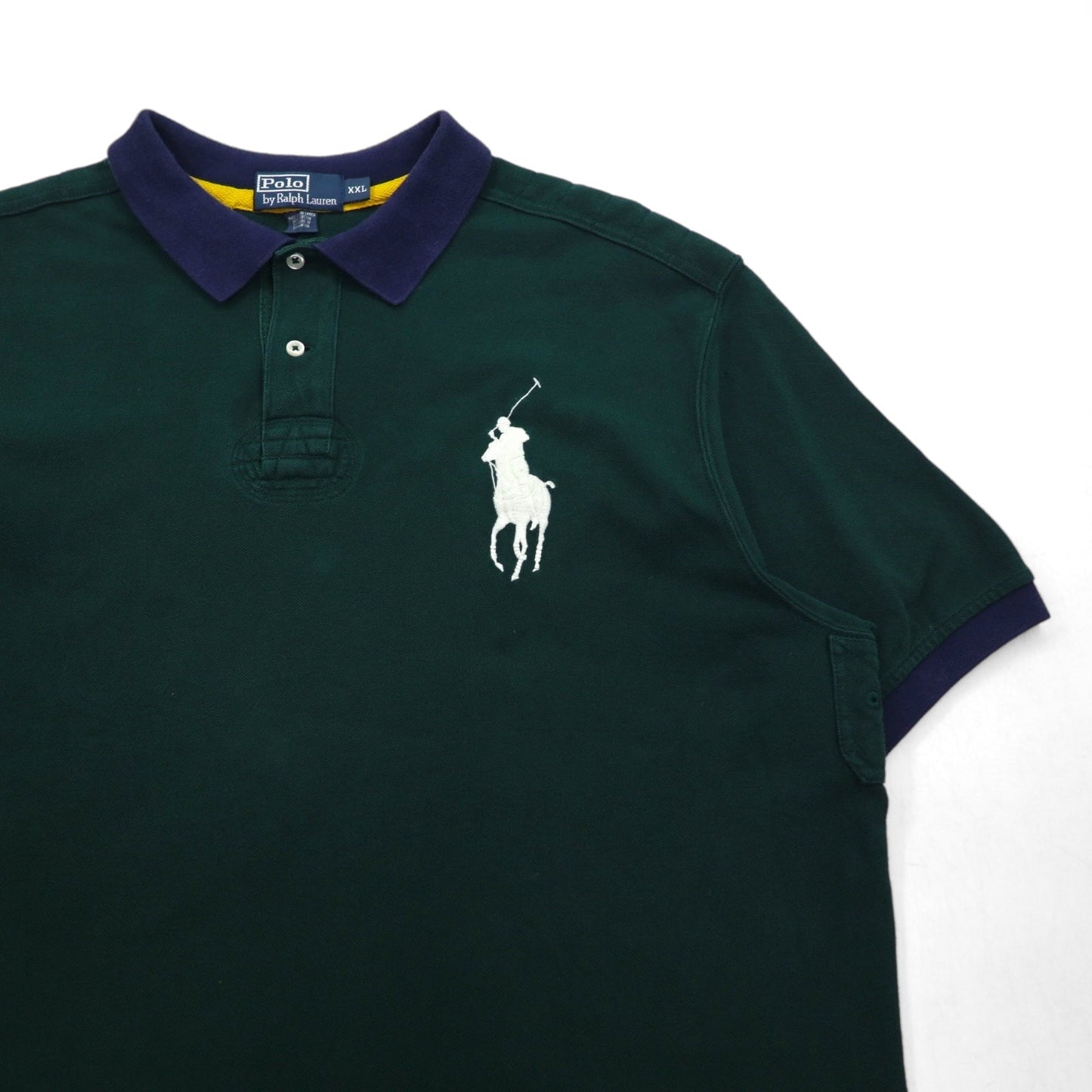 Polo by Ralph Lauren 90年代 ビッグポニー刺繍 ポロシャツ 2XL グリーン コットン 鹿の子