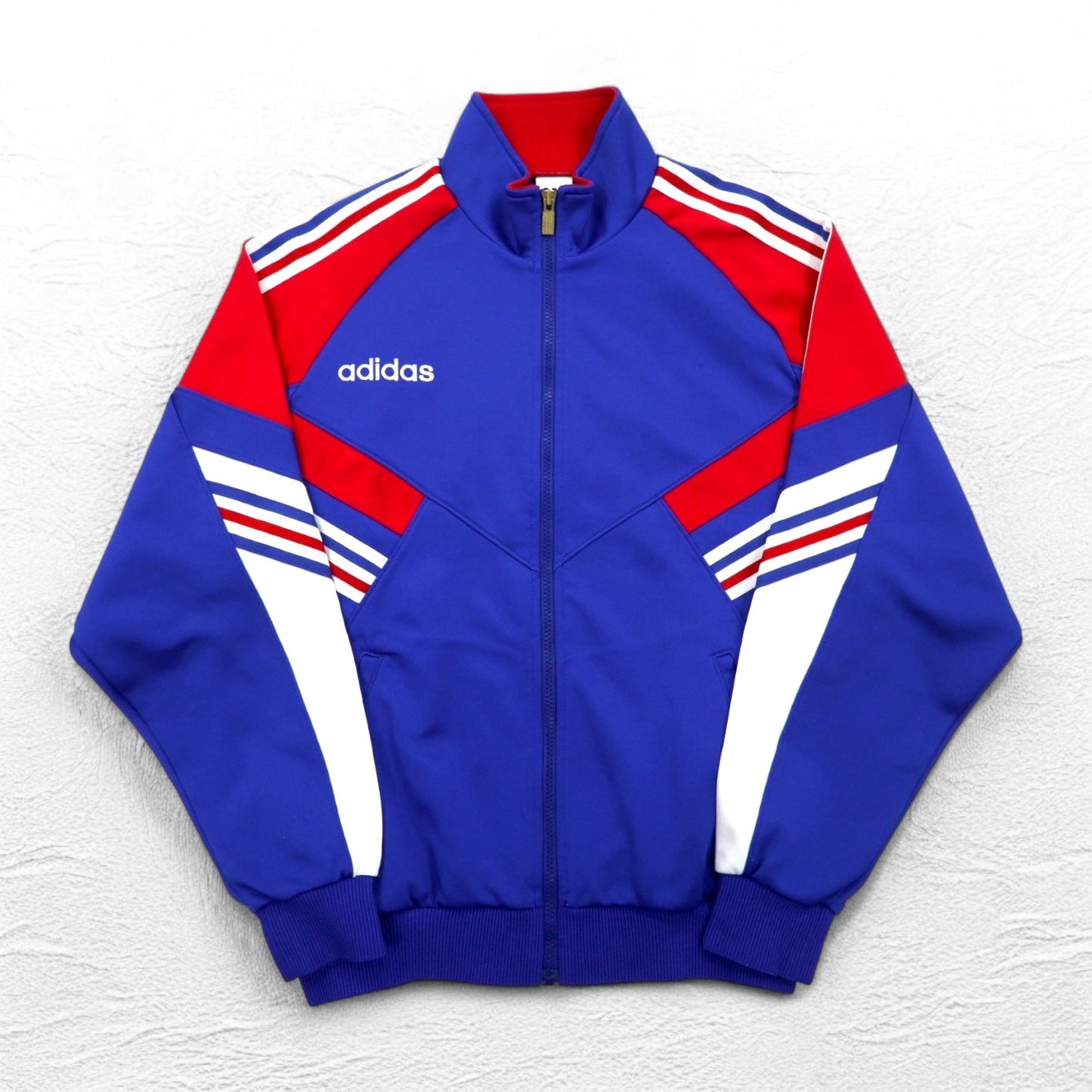 adidas 90年代 デサント社製 トラックジャケット ジャージ L ブルー トリコロール 3ストライプ 日本製