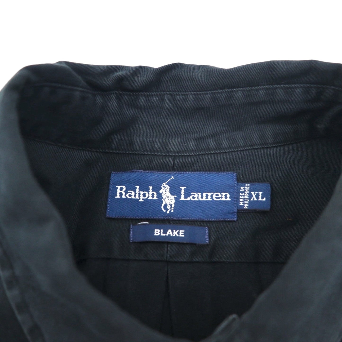 Ralph Lauren 90年代 BLAKE 半袖 ボタンダウンシャツ XL ブラック コットン スモールポニー刺繍