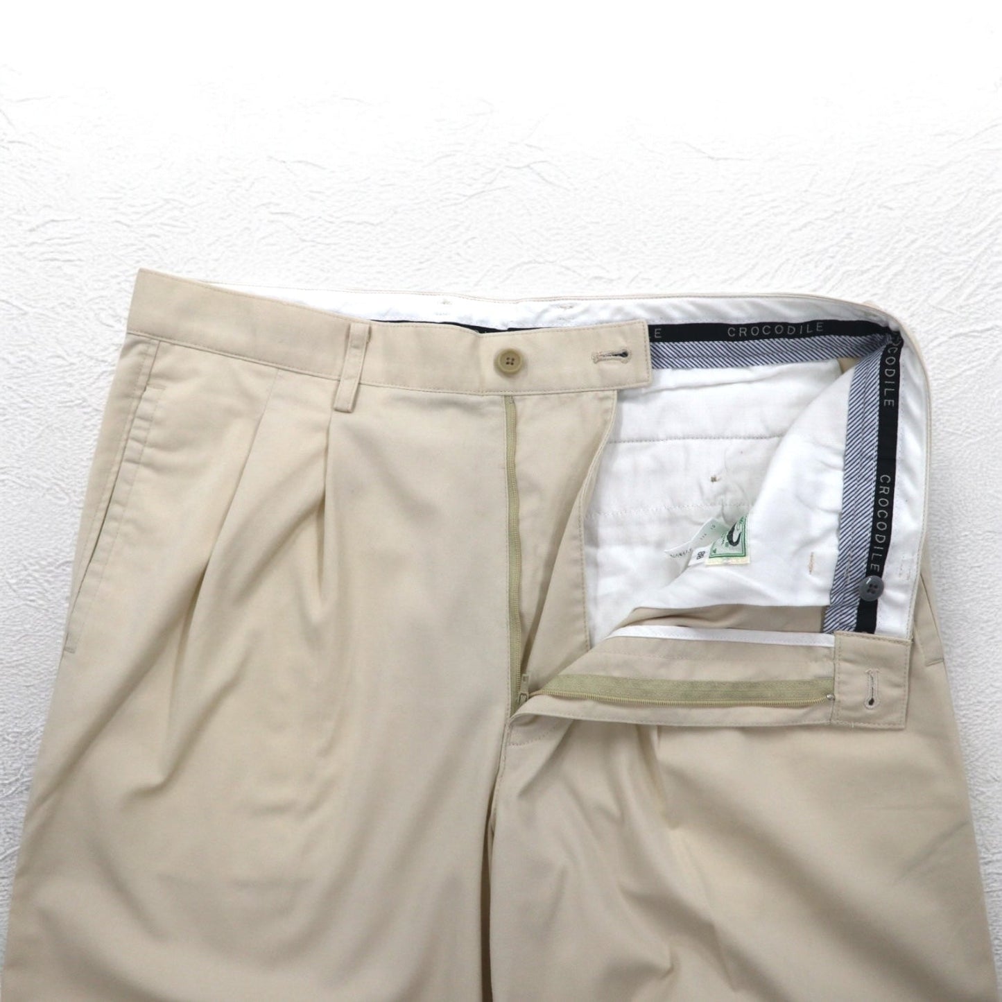Crocodile ドライタッチ タック チノパンツ L ベージュ コットン 1605-08620