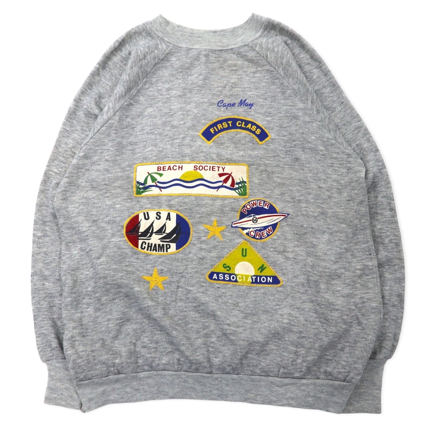 SIGNAL USA製 90年代 ワッペン プリント スウェット XL グレー コットン 裏起毛