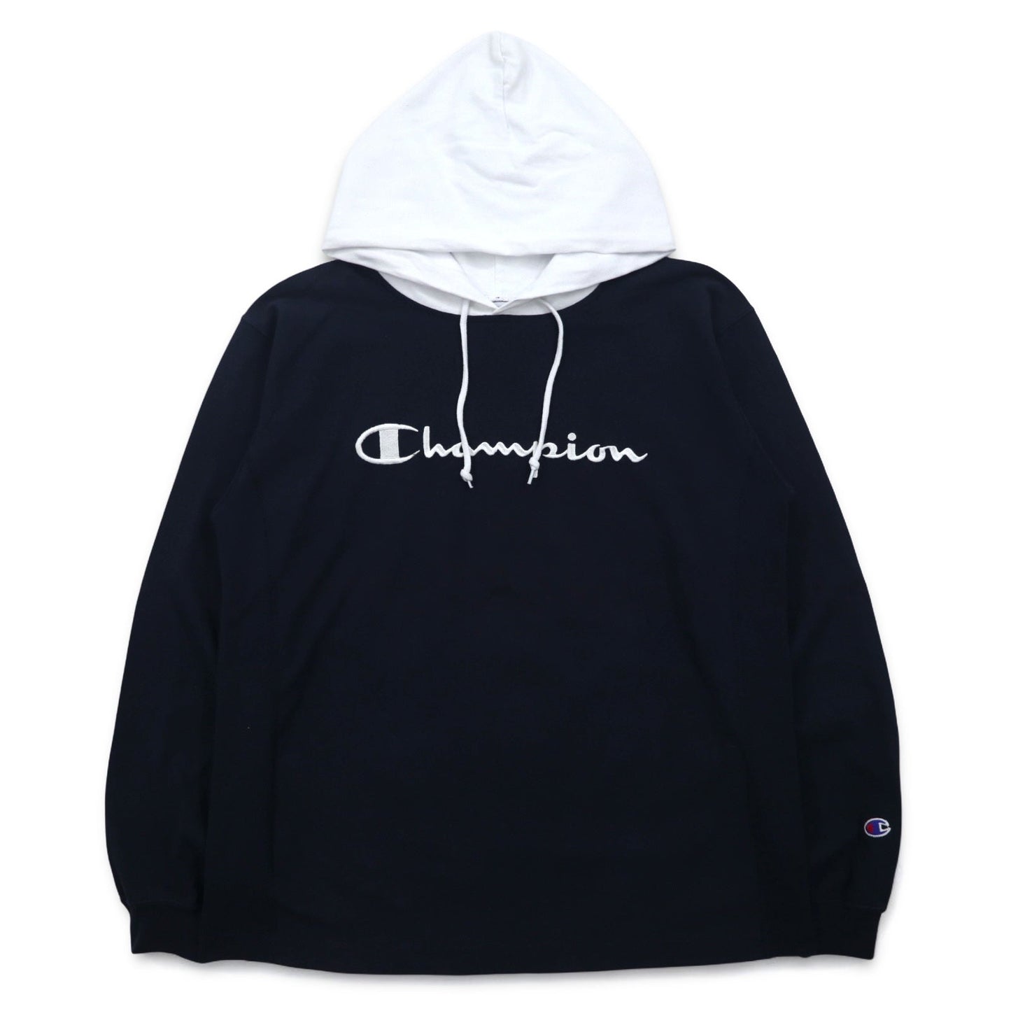 Champion リバースウィーブ REVERSE WEAVE ロングスリーブ フーデッド パーカー シャツ ロンT M ネイビー C3-P408
