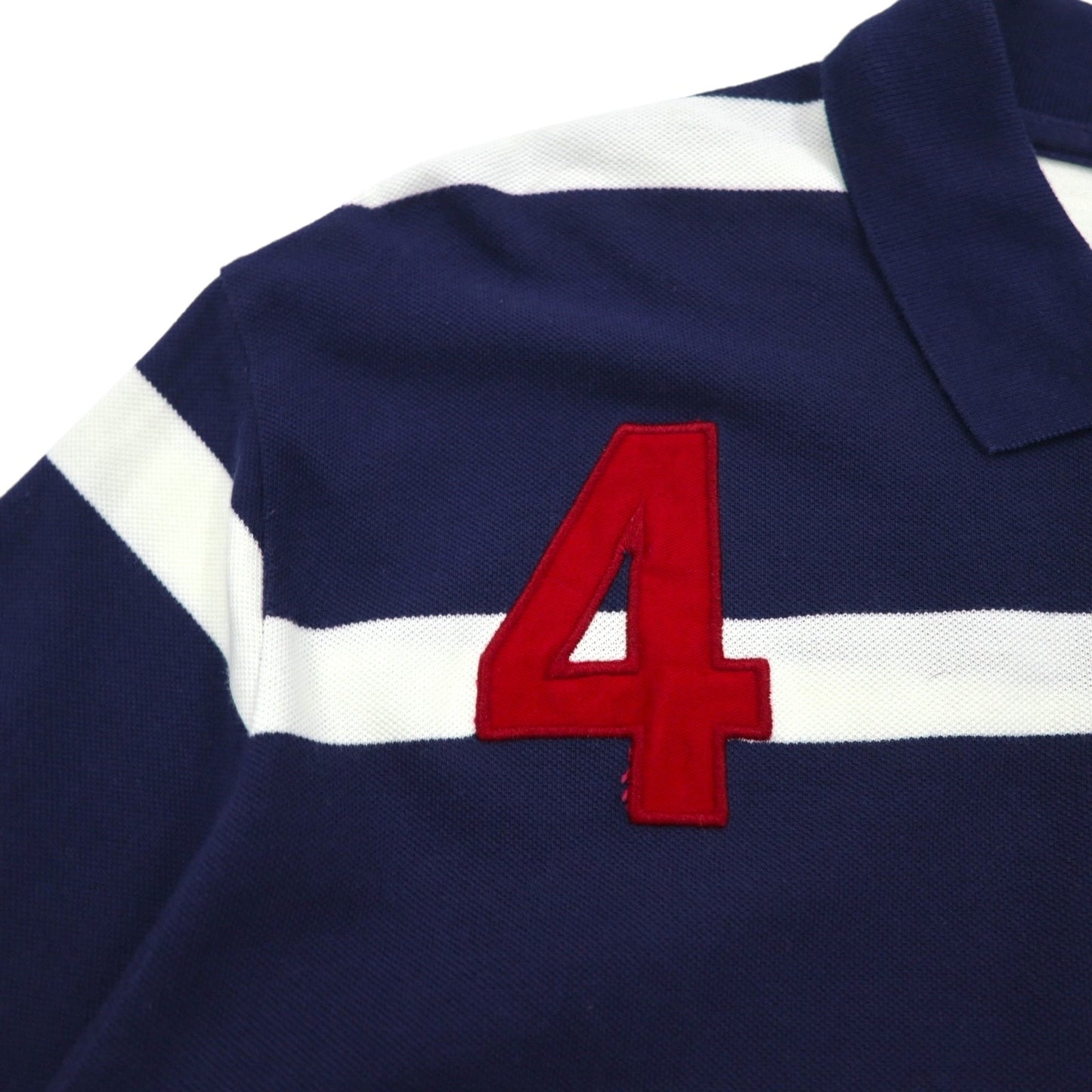 Polo by Ralph Lauren 90年代 ボーダー ポロシャツ XL ネイビー コットン 鹿の子 エンブレムロゴ刺繍