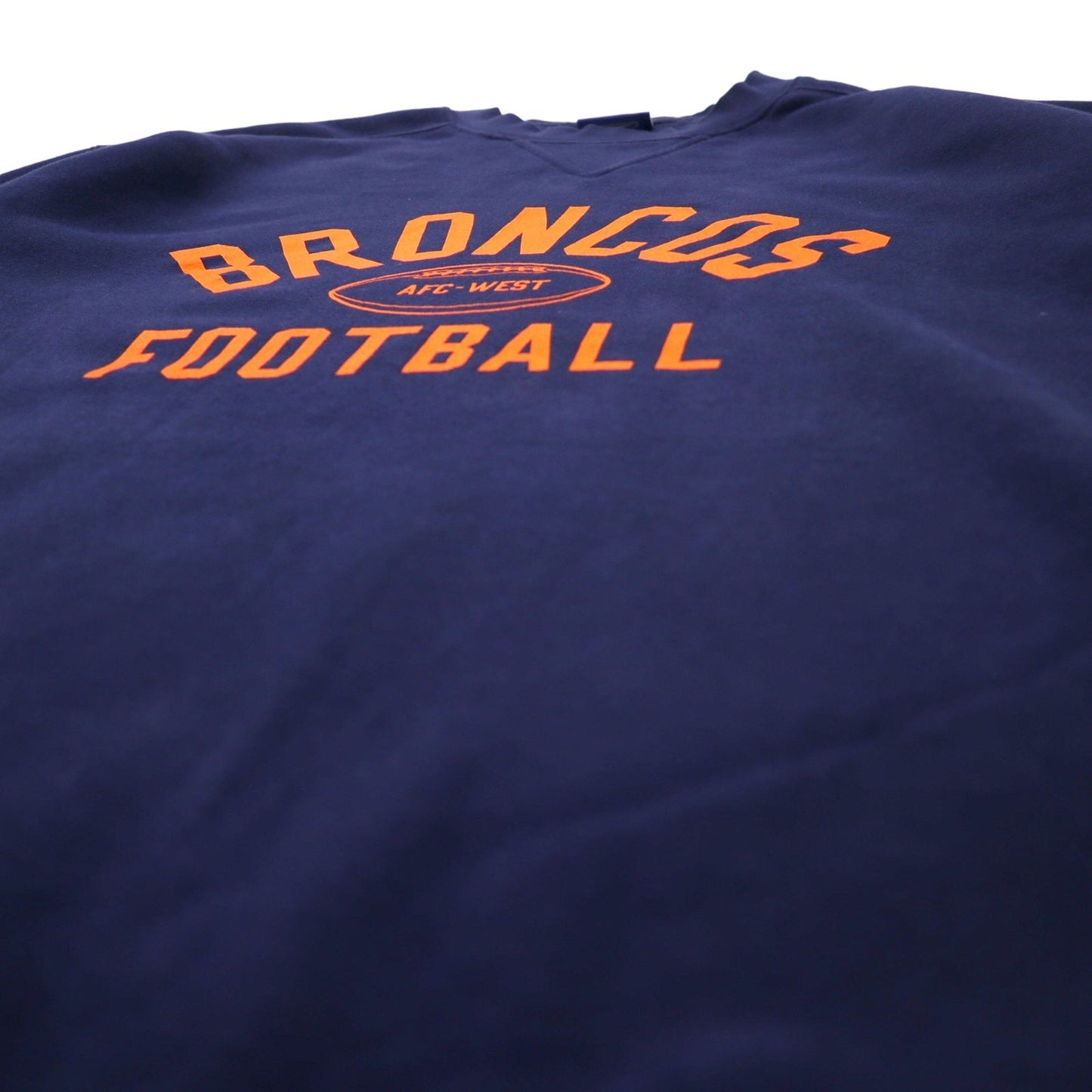 Reebok 00年代 NFL プリント スウェット XL ネイビー コットン 裏起毛 前V BRONCOS FOOTBALL ビッグサイズ