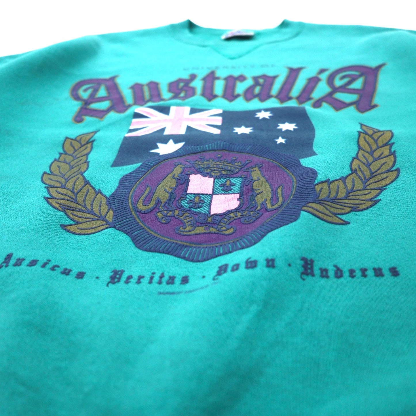 Hanes USA製 90年代 CLASSICS カレッジ プリント スウェット XL グリーン コットン UNIVERSITY OF AUSTRALIA アーチロゴ