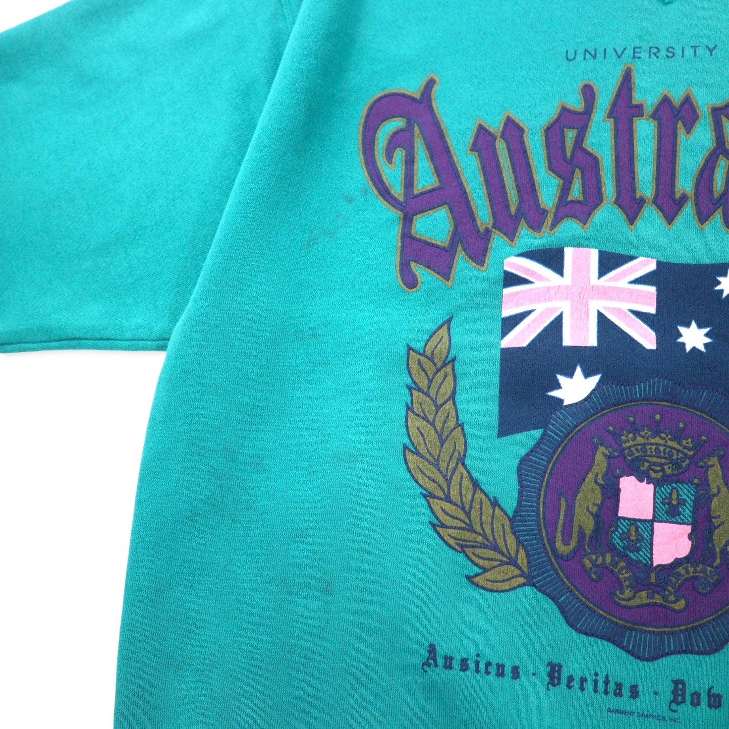 Hanes USA製 90年代 CLASSICS カレッジ プリント スウェット XL グリーン コットン UNIVERSITY OF AUSTRALIA アーチロゴ