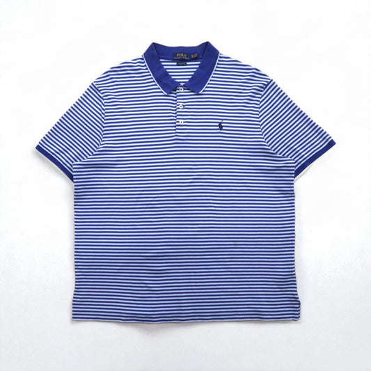 POLO RALPH LAUREN クラシックフィット ボーダー ポロシャツ XL ブルー コットン スモールポニー刺繍