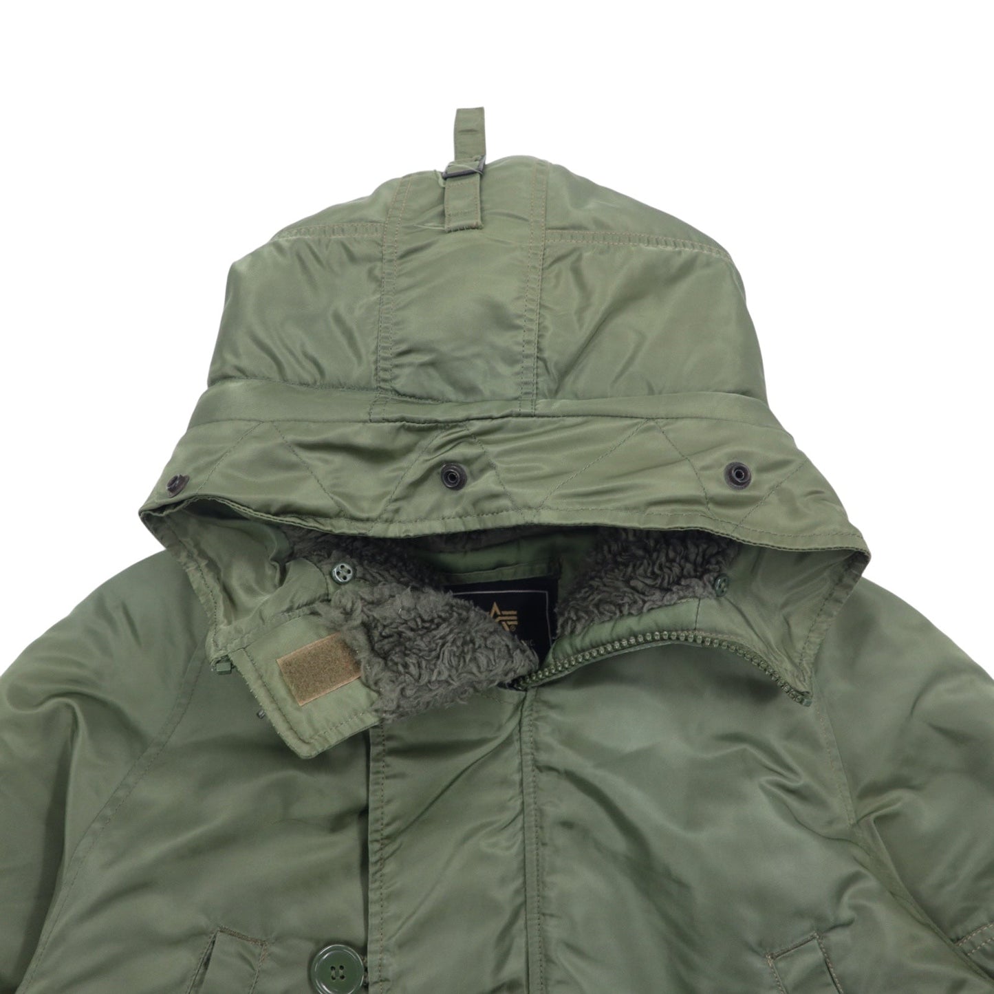 ALPHA INDUSTRIES INC N-3B フライトジャケット M カーキ ポリエステル ドローコード ファー着脱可能 MIL-J-6279